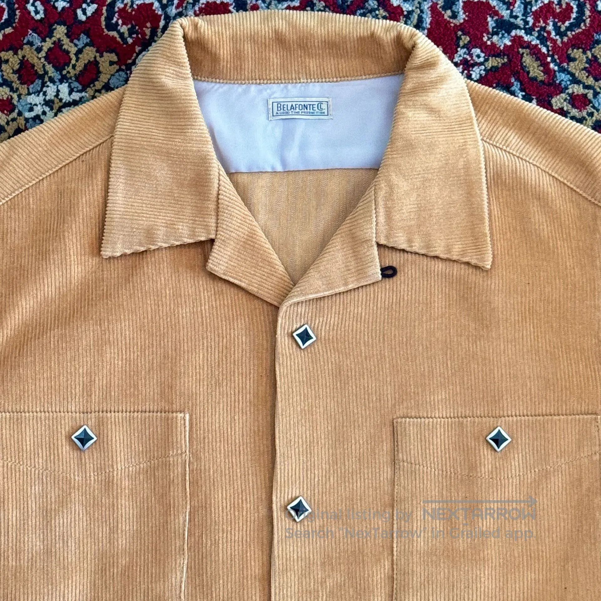Vintage Belafonte Sunset Yellow Corduroy Western Shirt. Size US S / EU 44-46 / 1 - 2 Thumbnail