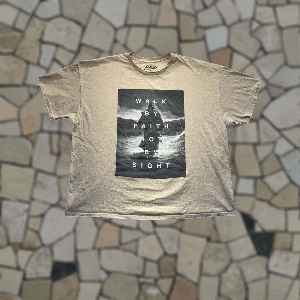 Vintage Popular Poison Walk By Faith Not By Sight Graphic T-Shirt Beige 4XL Unisex Adults Size US XXL / EU 58 / 5 - 1 Thumbnail