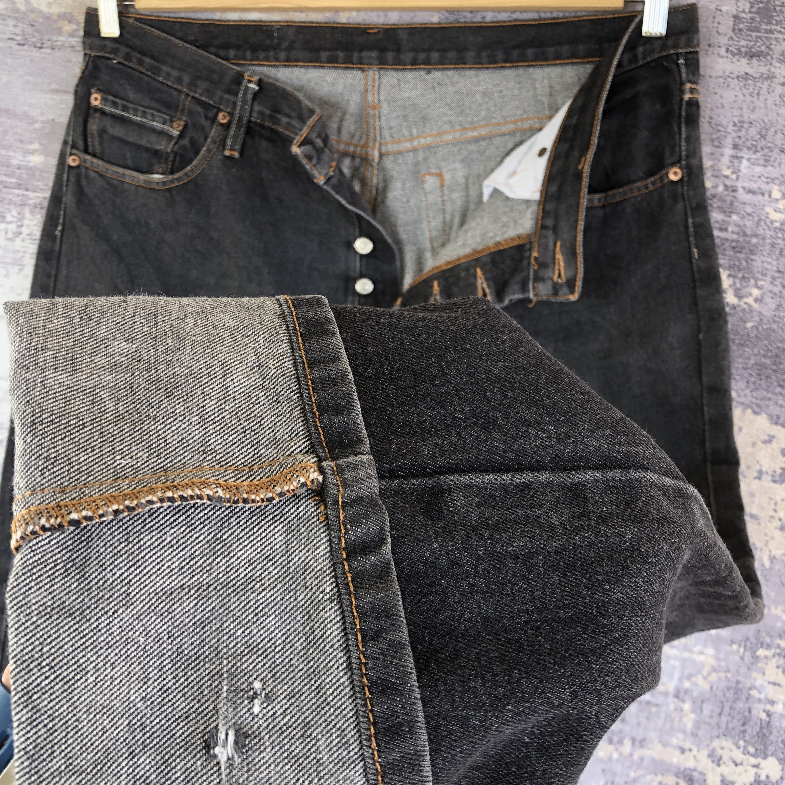 Levi's Vintage Levis 501 Ripped Jeans Levi's Faded Black Denim Size US 38 / EU 54 - 9 Thumbnail