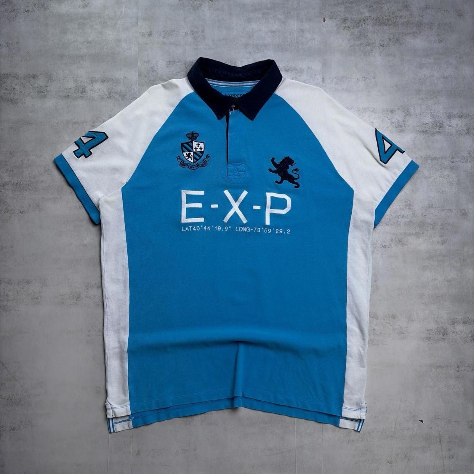 Express Y2K Light Blue Express Grunge Chief Keef Polo Shirt Size US XL / EU 56 / 4 - 1 Thumbnail