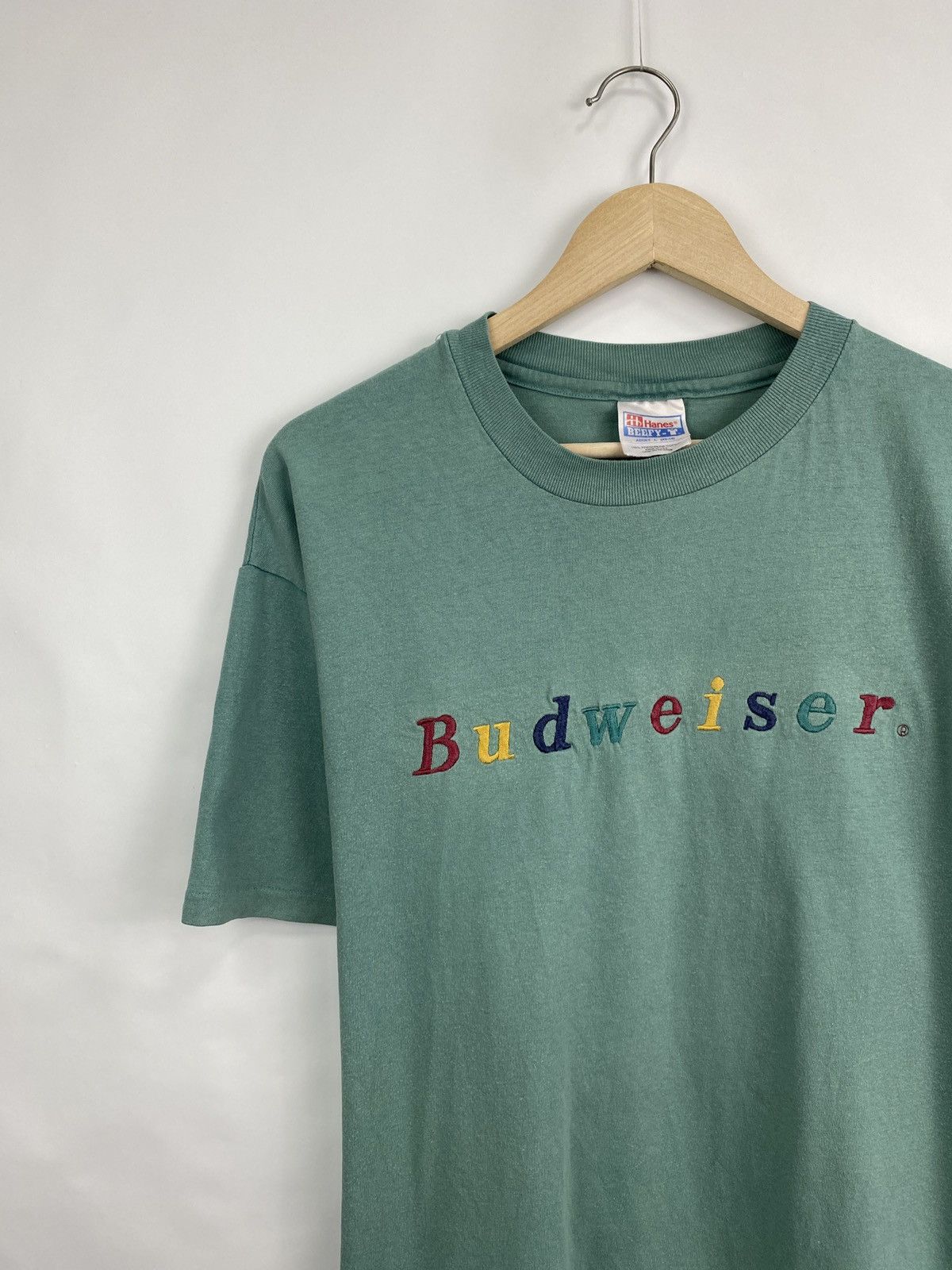 Hanes 🇺🇸 Vintage 90s Budweiser King Beer Benetton Style T-Shirt Y2K Size US L / EU 52-54 / 3 - 2 Thumbnail