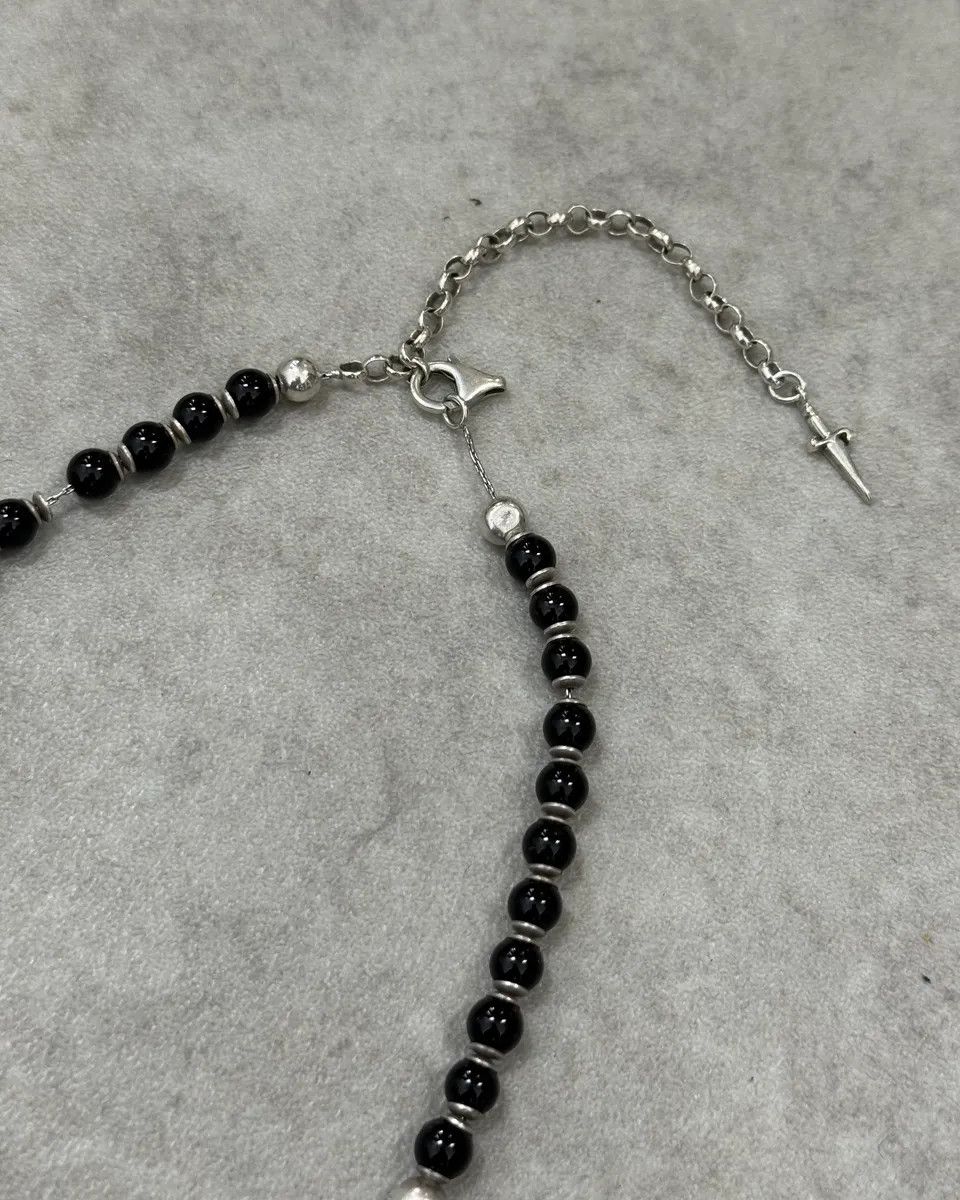 Vintage 2000s Cesare Paciotti Dagger Black Pearls Silver Necklace Size ONE SIZE - 4 Thumbnail