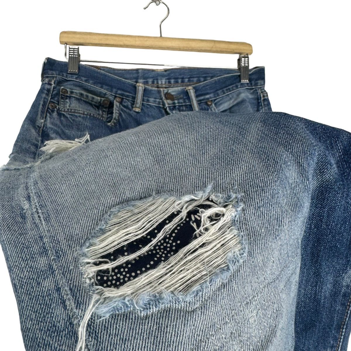 The Silver Stone ❄️SILVER STONE PATCHWORK DENIM JEANS PANTS LIKE KAPITAL Size US 30 / EU 46 - 5 Thumbnail