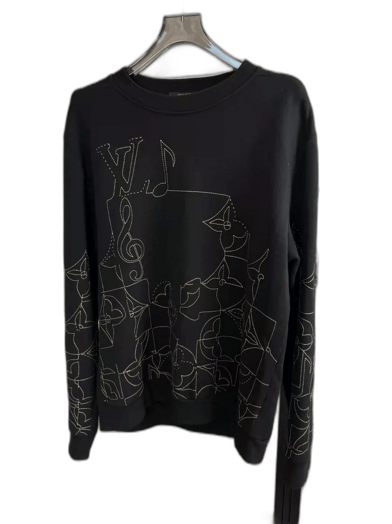 Louis Vuitton Louis Vuitton Black Embroidered Logo Sweatshirt-yf Size US XXL / EU 58 / 5 - 1 Thumbnail