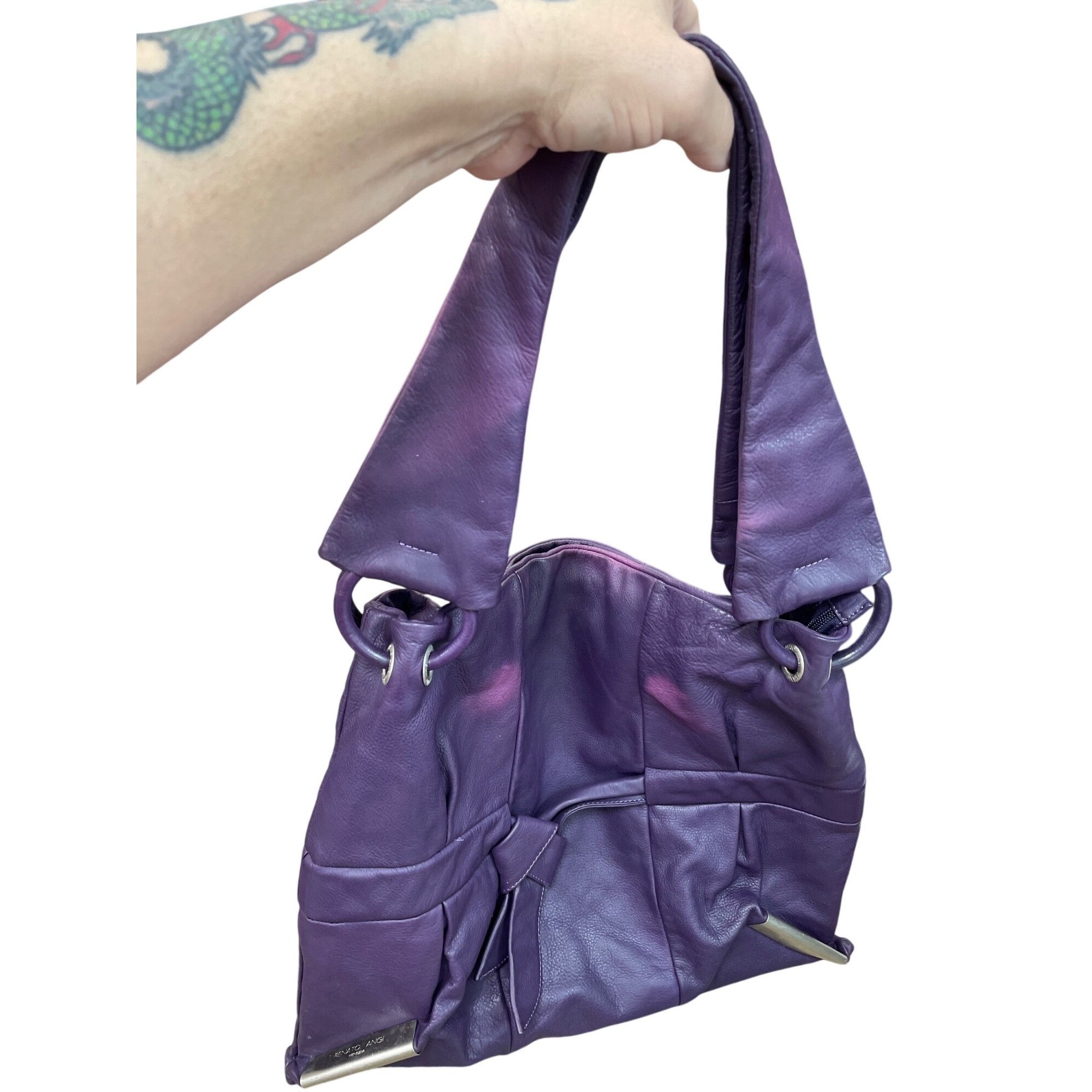 Other Renato Angi Vintage womans purple silver leather hobo should Size ONE SIZE - 19 Thumbnail