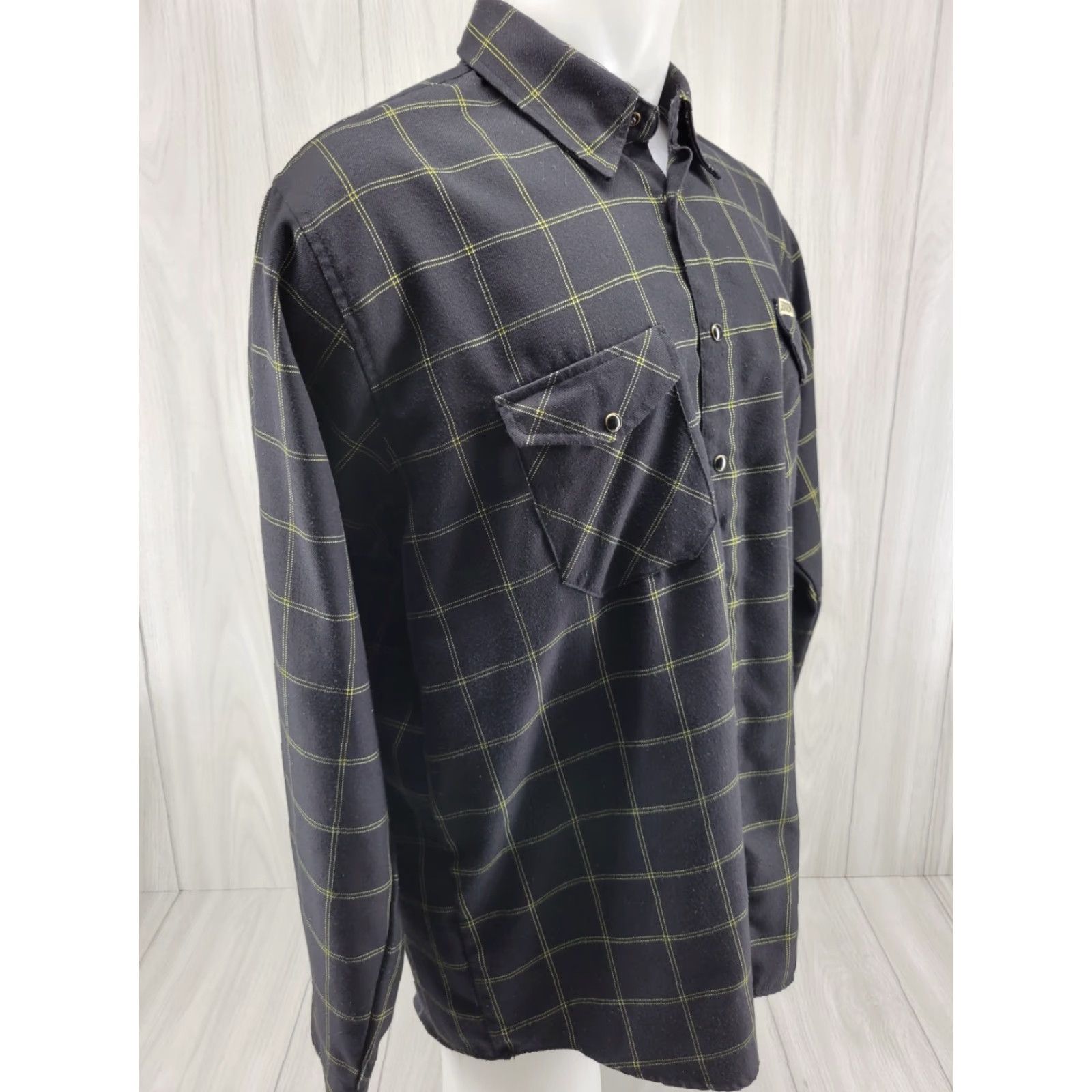 Vintage Dixxon Flannel Stay Gold Mens XL Black Gold Plaid Pearl Snap Long Sleeve Shirt Size US XL / EU 56 / 4 - 4 Thumbnail