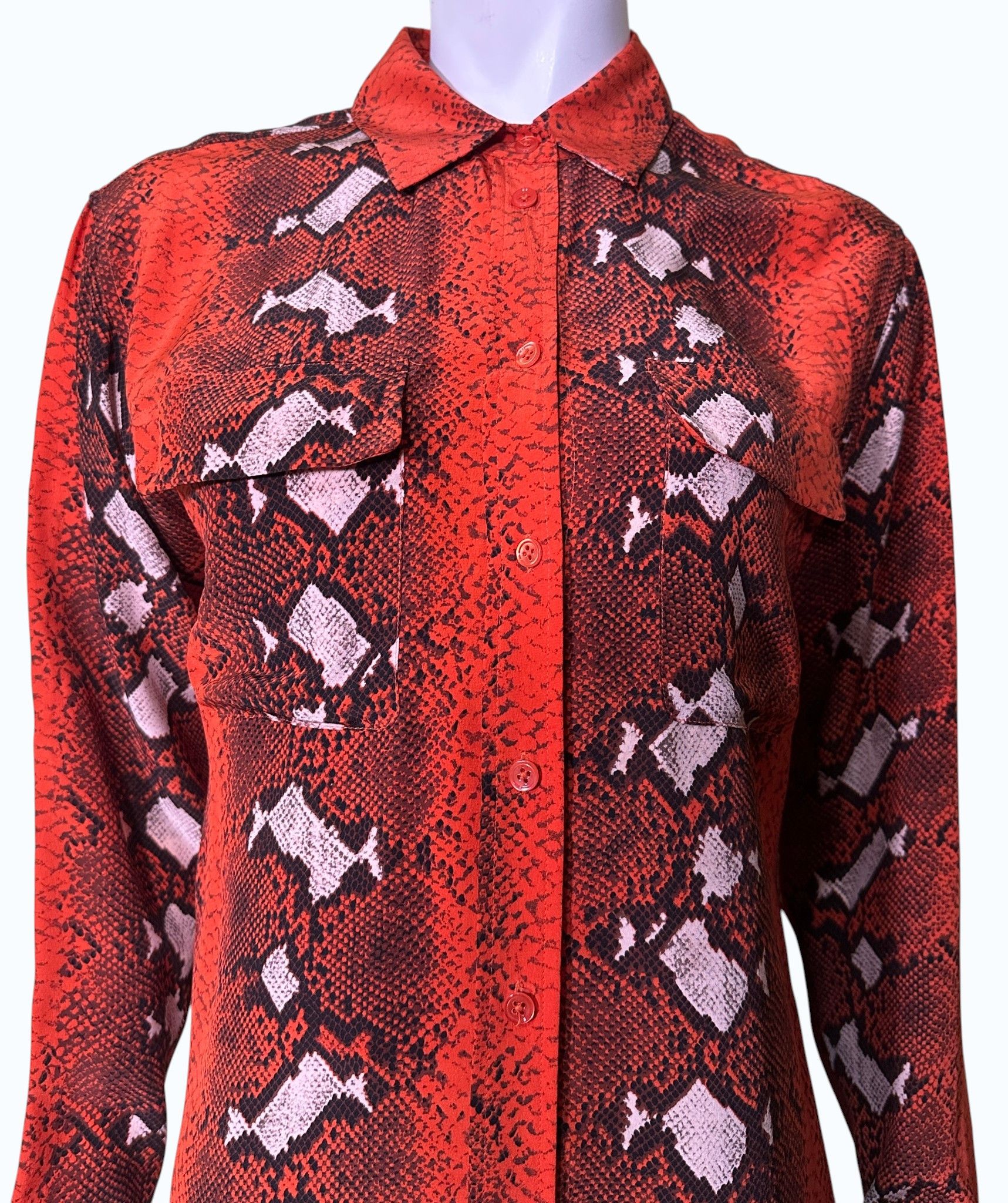 Equipment Top Silk Shirt Red Snakeskin Size S / US 4 / IT 40 - 2 Thumbnail