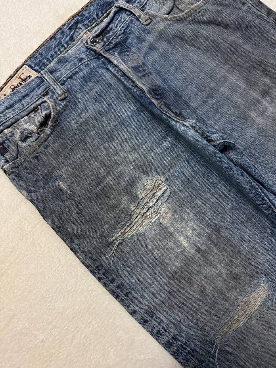 Vintage THRASHED 90s Style Abercrombie Rusty Distressed Flare Jean Size US 35 - 7 Thumbnail