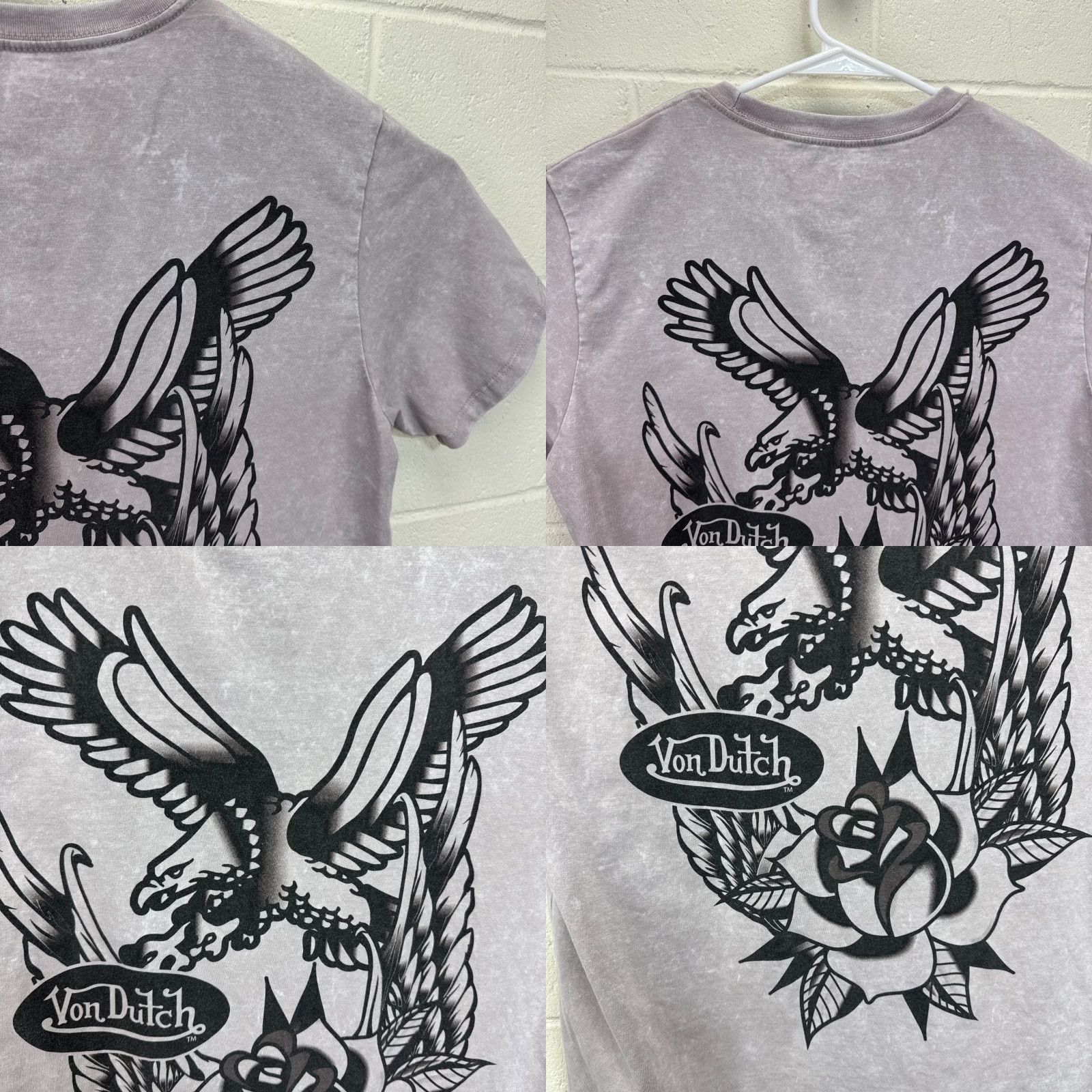Von Dutch VON DUTCH ACID WASH EMBLEM LOGO EAGLE ROSES T SHIRT GREY Large Size US L / EU 52-54 / 3 - 9 Thumbnail