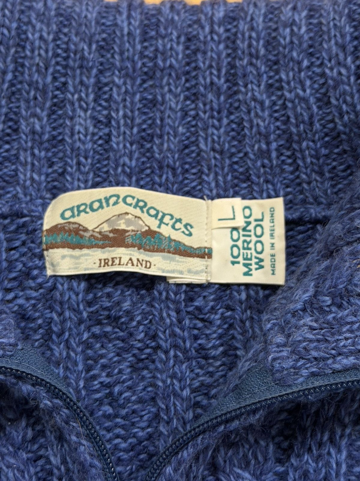 Vintage Vintage arancrafts 100% merino wool blue zip up sweater Size L / US 10 / IT 46 - 3 Thumbnail