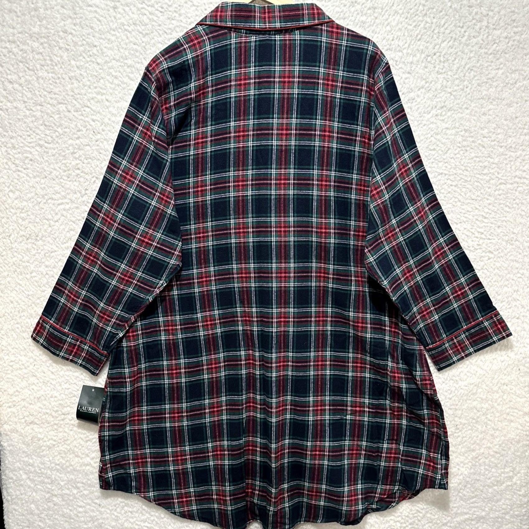 Ralph Lauren Lauren Ralph Lauren Women's Pajama Long Sleeve Shirt 2X Flannel Plaid NWT Size XXL / US 16-18 / IT 52-54 - 2 Thumbnail