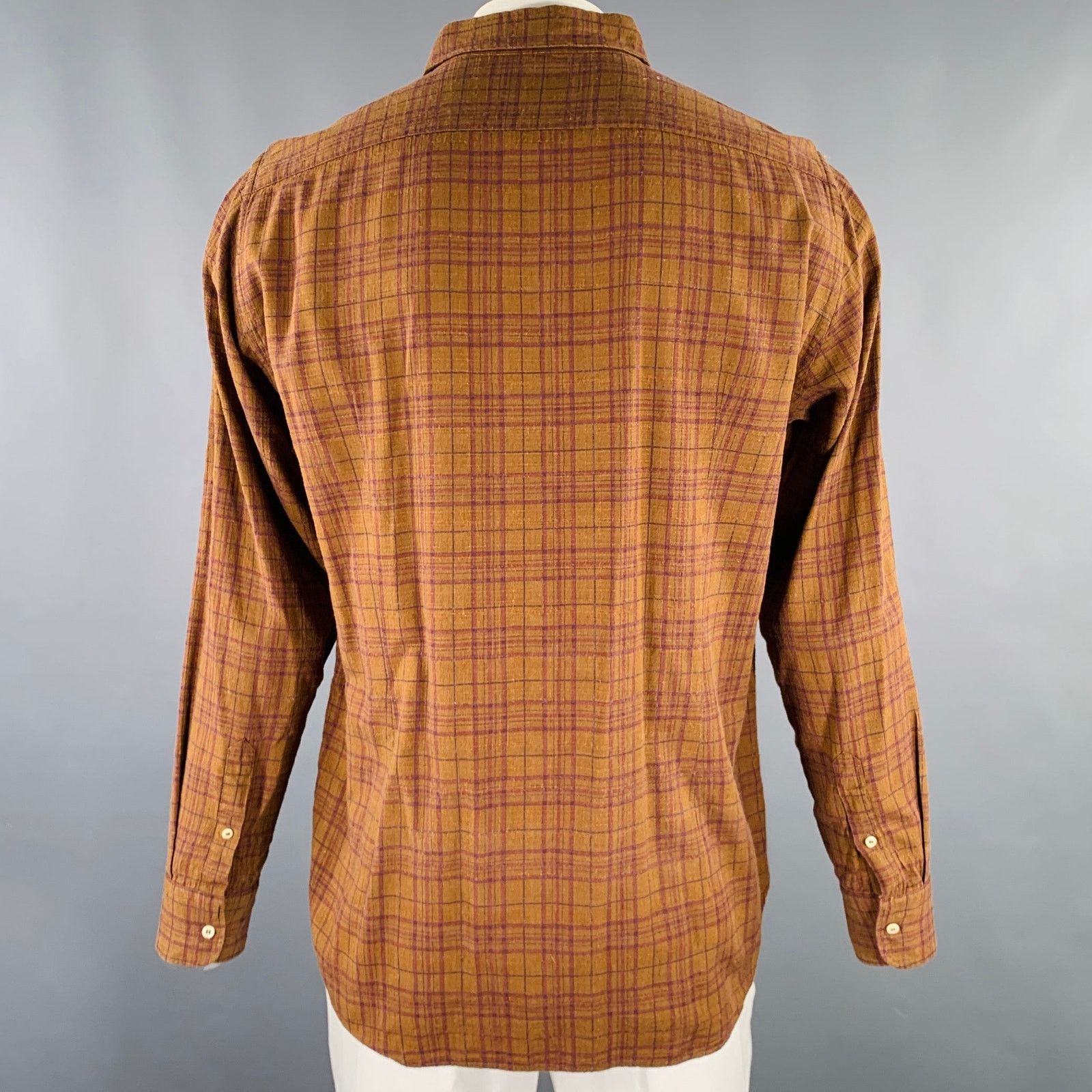 Bevilacqua Brown Purple Checkered Cotton Blend Long Sleeve Shirt Size US XL / EU 56 / 4 - 3 Thumbnail