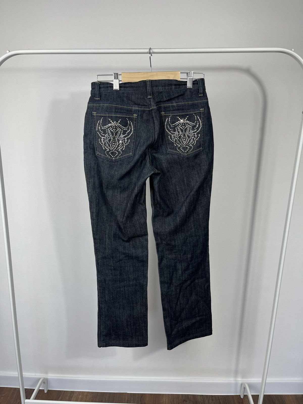 Other Y2K Studded Dark Wash Denim Jeans Rhinestone Back Pockets Size 27" / US 4 / IT 40 - 1 Thumbnail