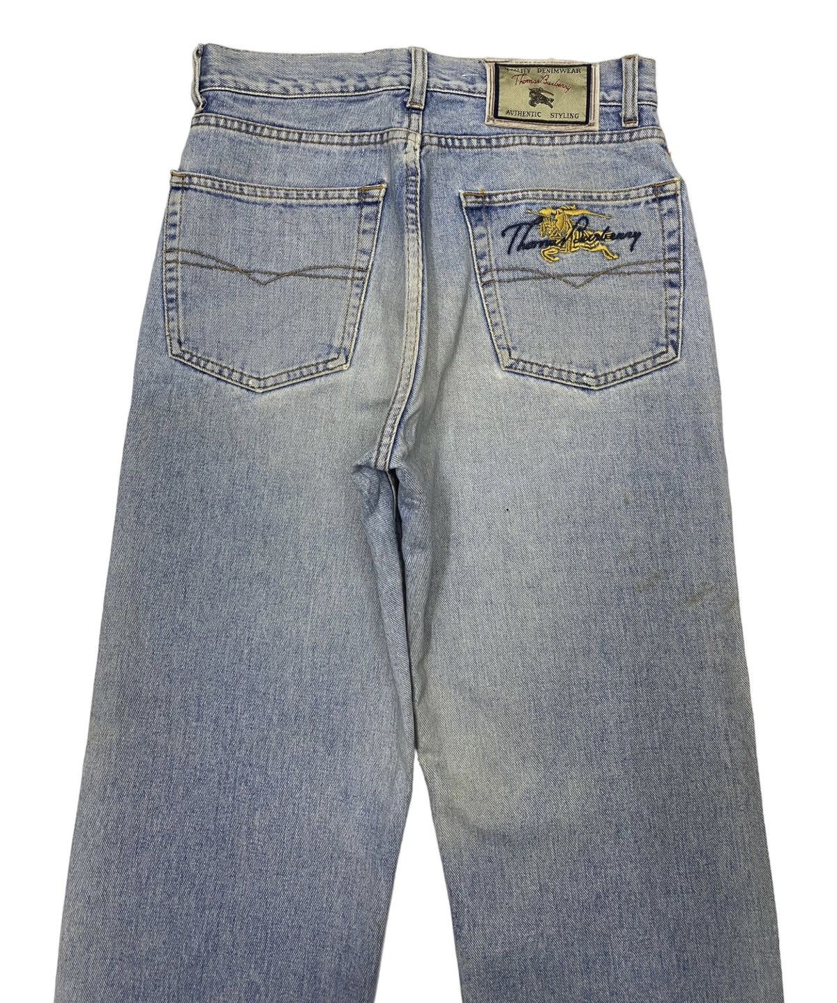 Image of Archival Clothing x Vintage Thomas Burberry Stone Wash Baggy Distressed Denim Jeans in Blue (Size 3