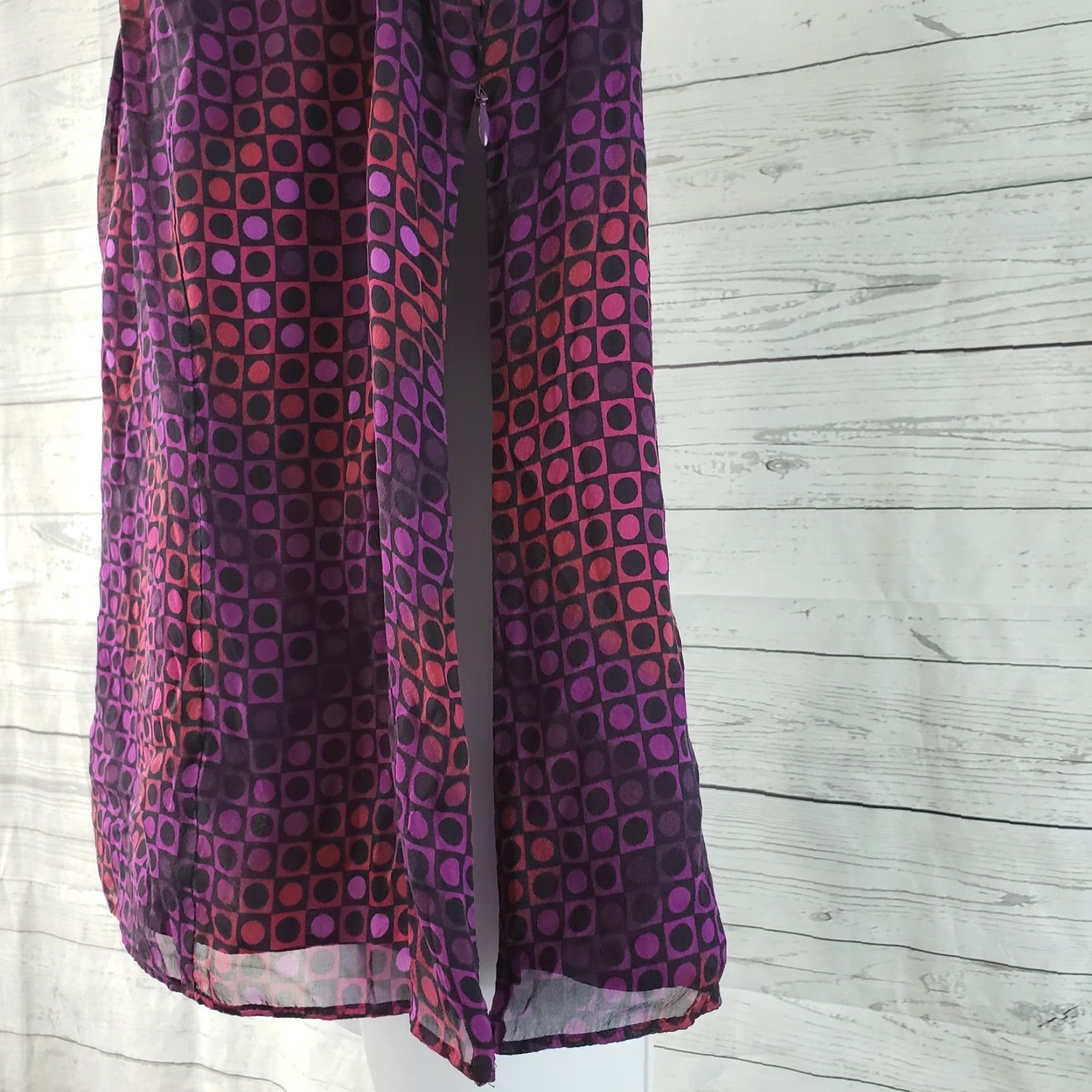 Vintage Lafayette 148 Womens Tank Top Sz 8 Purple Geometric Silk Side Zipper Scoop Neck Shirt Adult Size M / US 6-8 / IT 42-44 - 2 Thumbnail