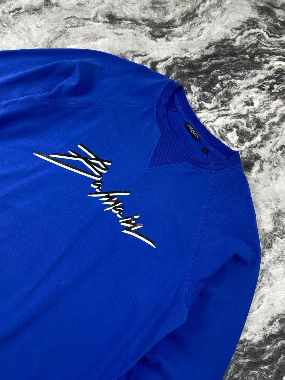 Balmain Balmain Paris Big Logo Sweatshirt Men Size L Blue Size US L / EU 52-54 / 3 - 3 Thumbnail