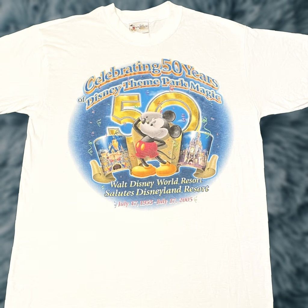 Disney VINTAGE Disney 50th Anniversary Walt Disney World Disneyland Shirt Mens M White Mickey Mouse 90s Cartoon Size US M / EU 48-50 / 2 - 1 Thumbnail