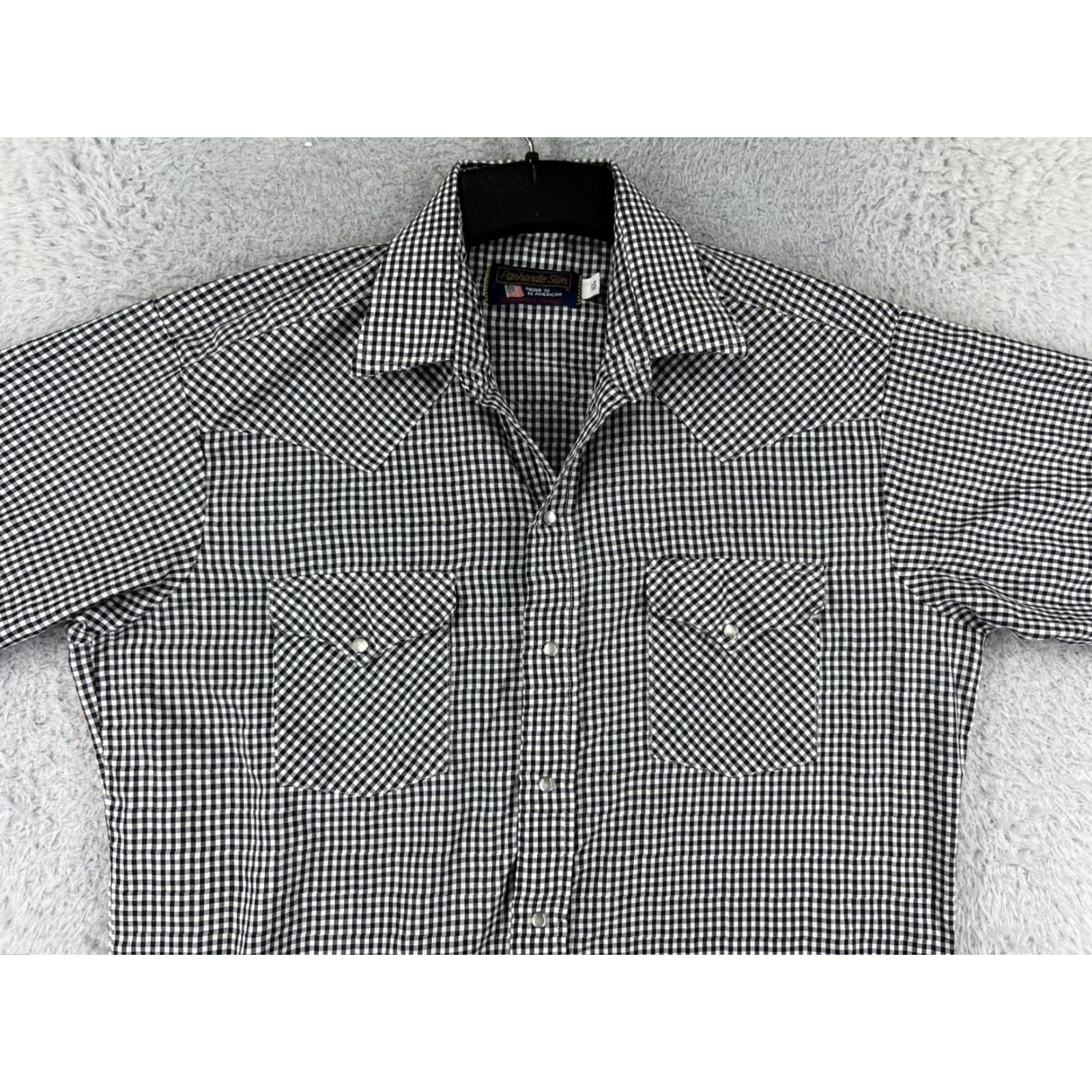 Vintage Panhandle Slim Shirt Men 16.5 Black Plaid Pearl Snap Western Pockets Size US XL / EU 56 / 4 - 6 Thumbnail