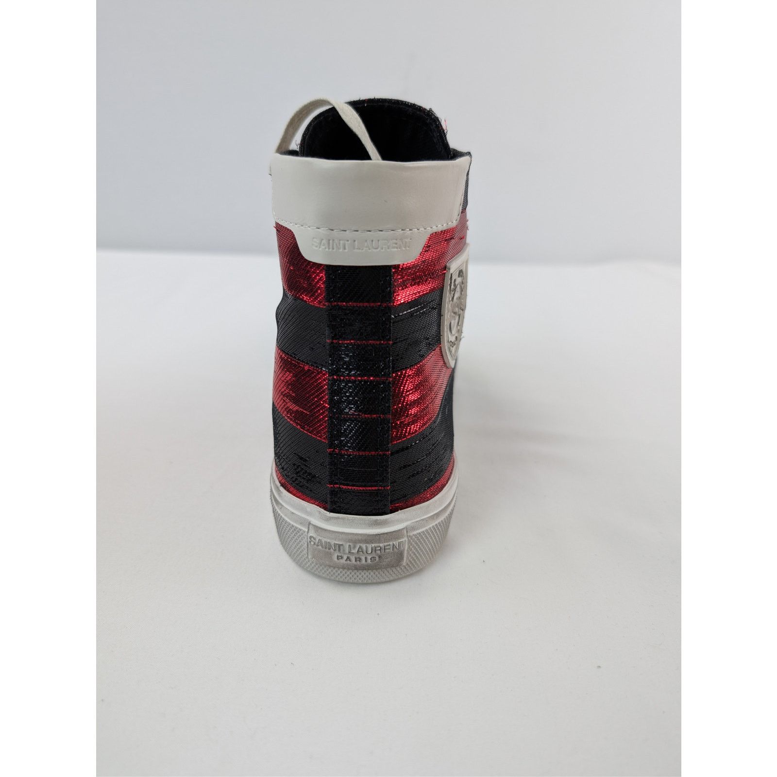 Saint Laurent Paris o1rshd1 Bedford Di Patch High-Top Sneakers in Red / Black Size US 7 / EU 40 - 13 Thumbnail