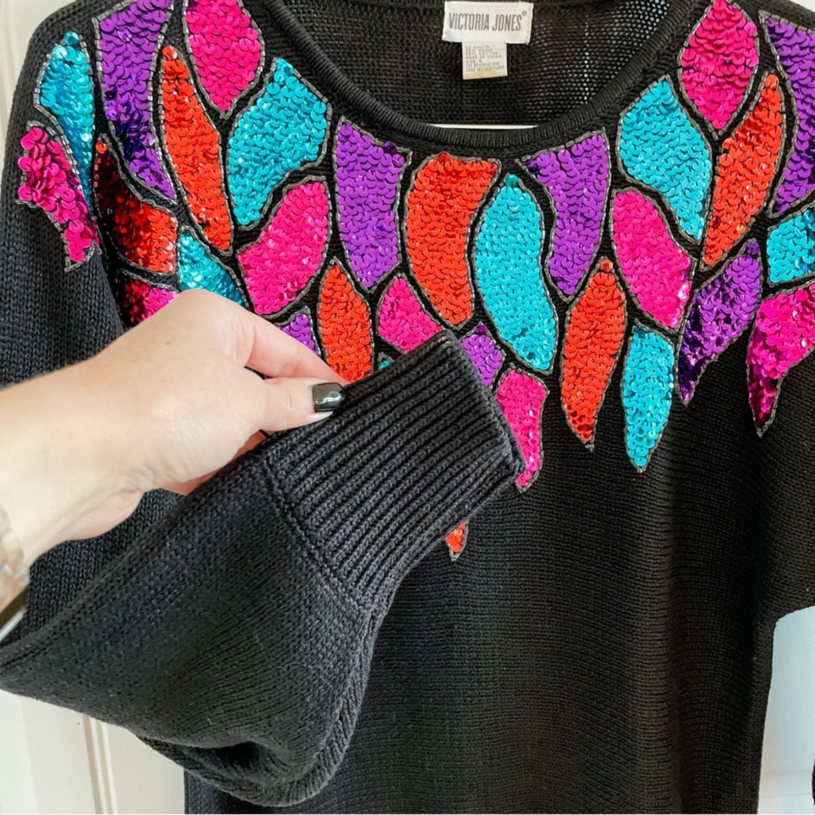 Vintage Vintage 90s vibrant sequin dolman sweater oversized size S Size S / US 4 / IT 40 - 5 Thumbnail