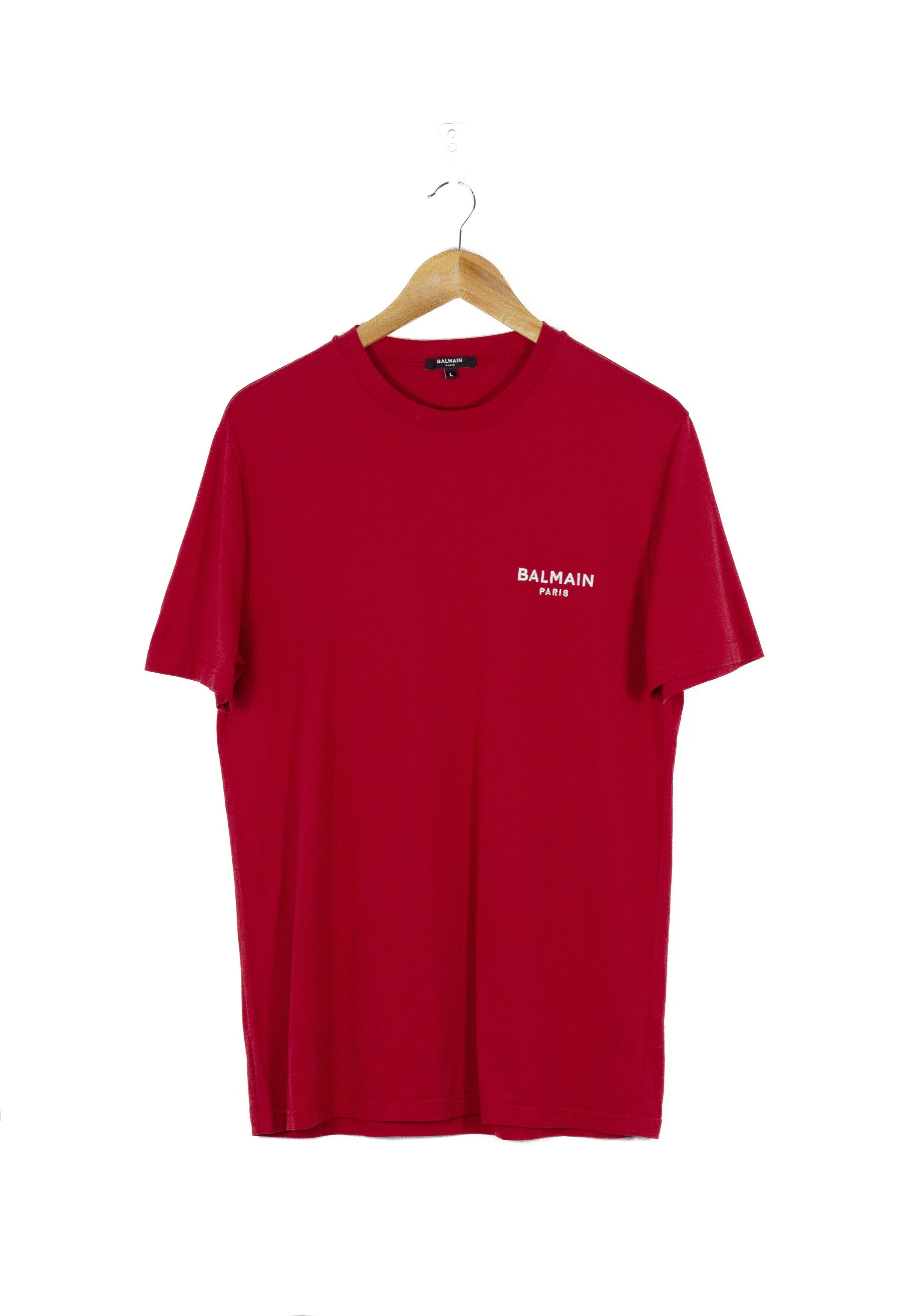 Balmain Luxury Pierre Balmain Balmain Paris Logo Red Tee T shirt L Grailed