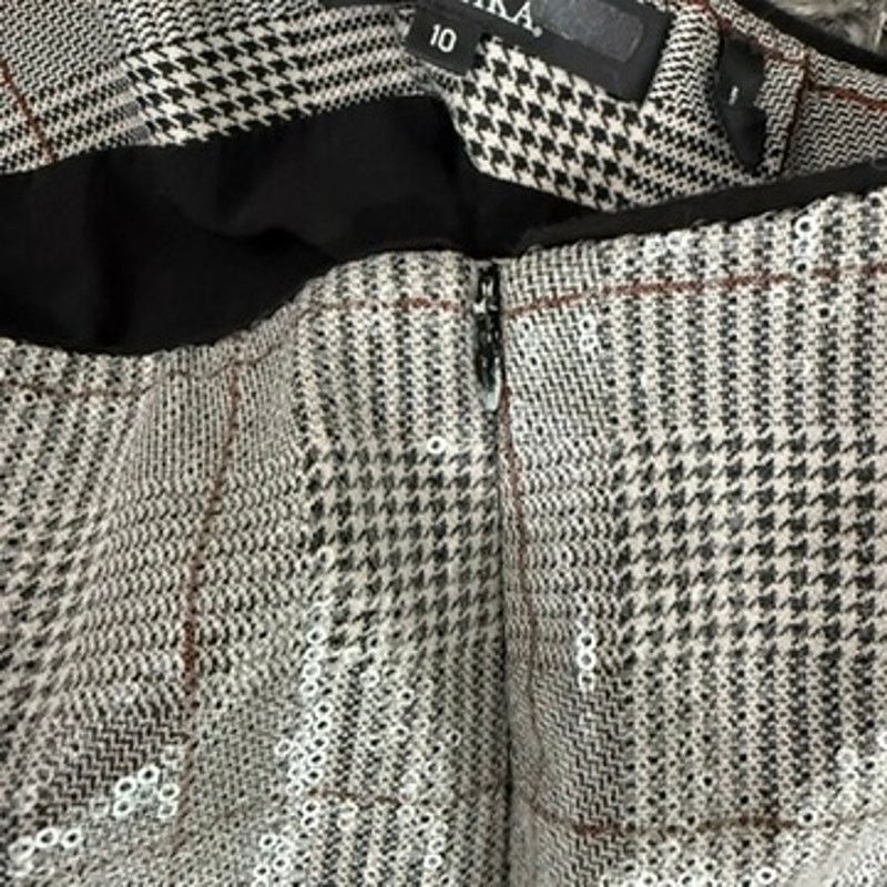 Badgley Mischka Badgley Mischka Sequin Plaid Slim Ankle Pants, Size US 10 Size 32" / US 10 / IT 46 - 6 Thumbnail