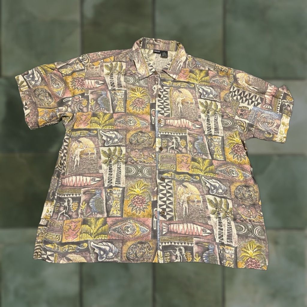 Patagonia VINTAGE Patagonia Button Shirt Aztec Trout Tribal Fish Bird Sz Large Size US L / EU 52-54 / 3 - 1 Thumbnail