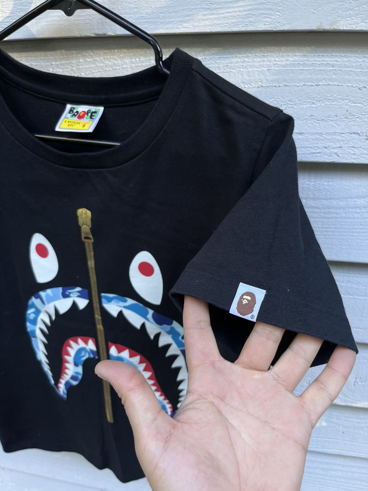 Bape BAPE Shark Tee – Black, Blue Camo – Size S Size S / US 4 / IT 40 - 4 Thumbnail