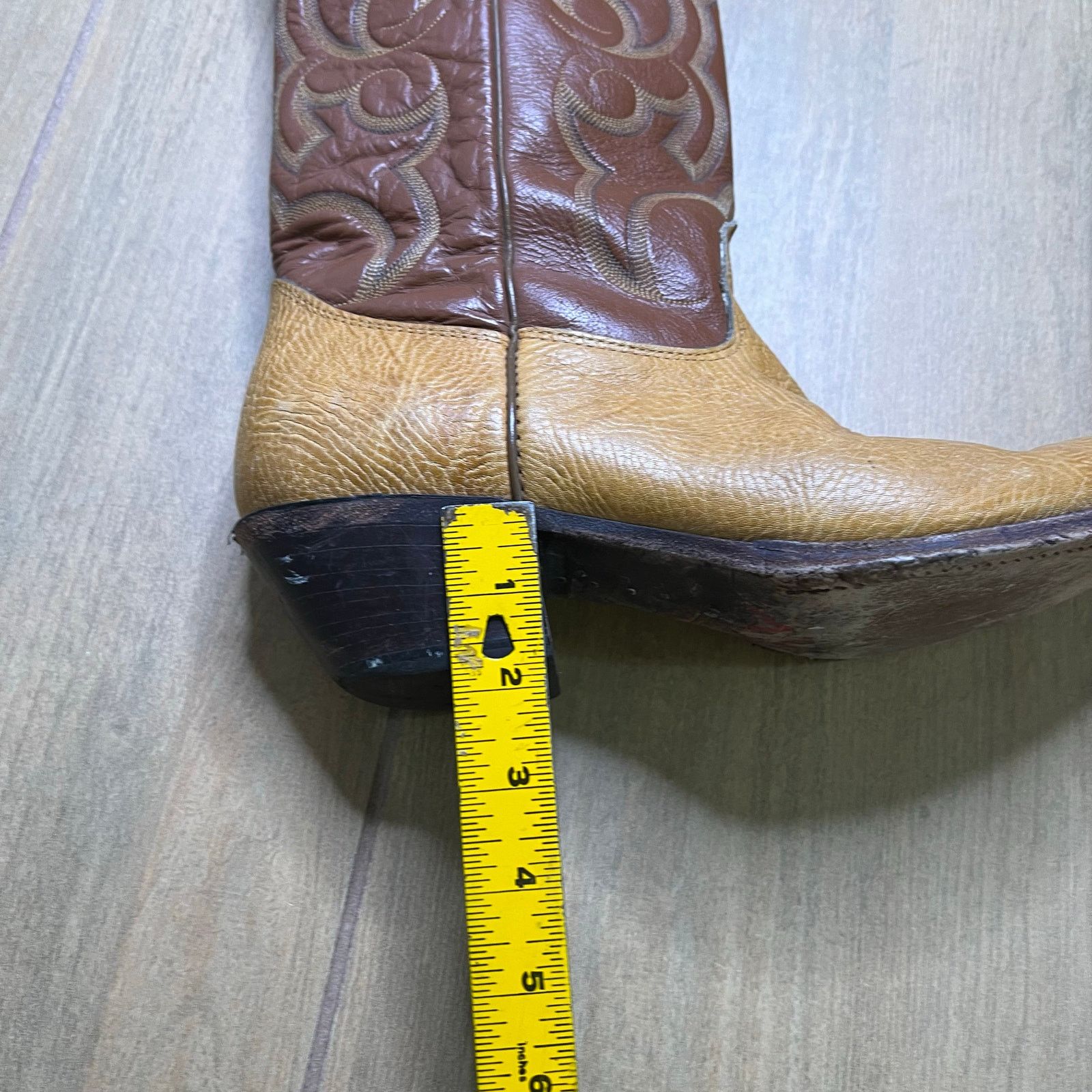 Vintage Nocona USA Cowboy Boots Mens 11 C Brown Tan Western Leather Size US 11 / EU 44 - 6 Thumbnail