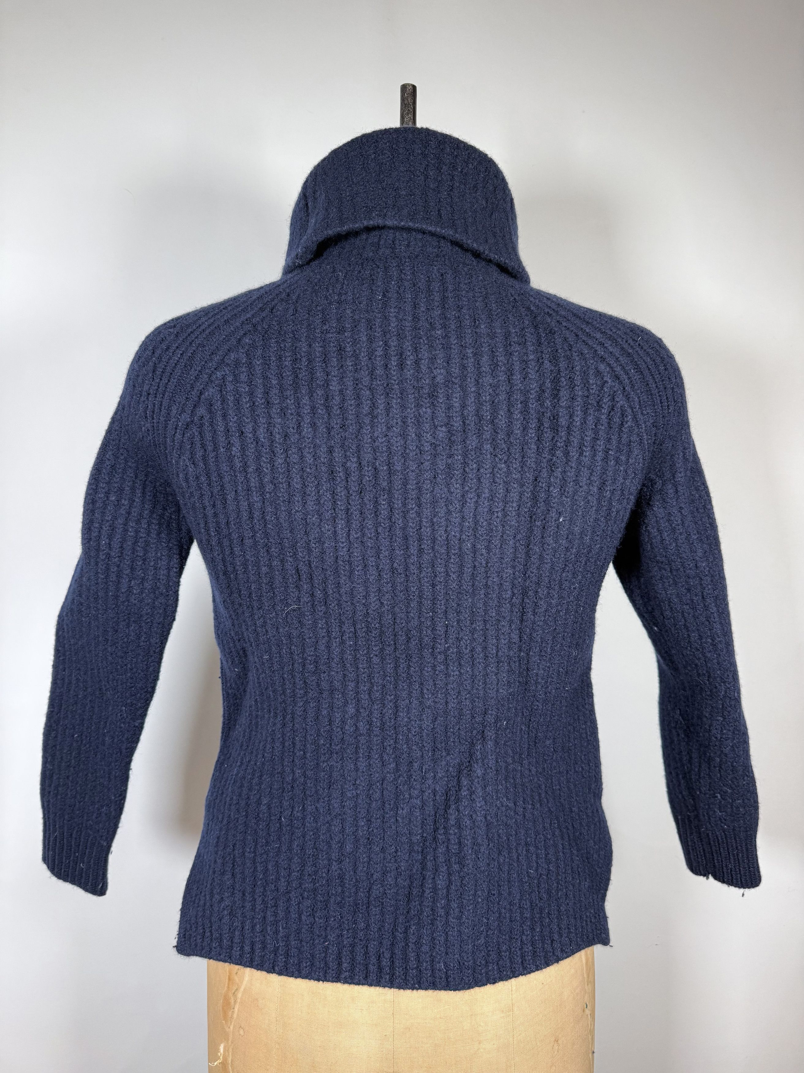Sandro Sandro Oversized Neck Navy Wool Sweater Size XS / US 0-2 / IT 36-38 - 2 Thumbnail