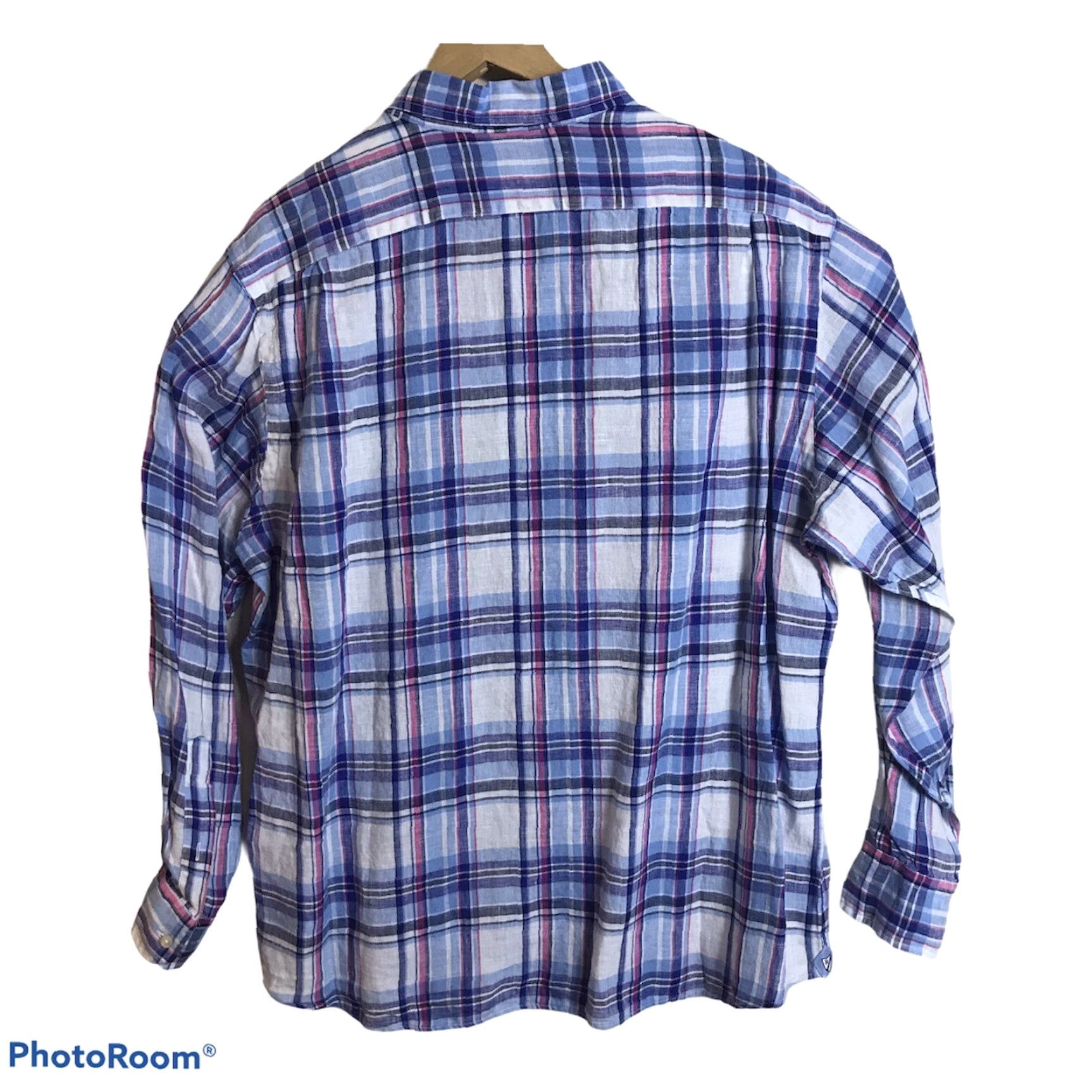 Cremieux CREMIEUX Shirt Mens Size XL Long Sleeve Linen Pink Blue Plaid Button Up 9.50 Size US XL / EU 56 / 4 - 5 Thumbnail