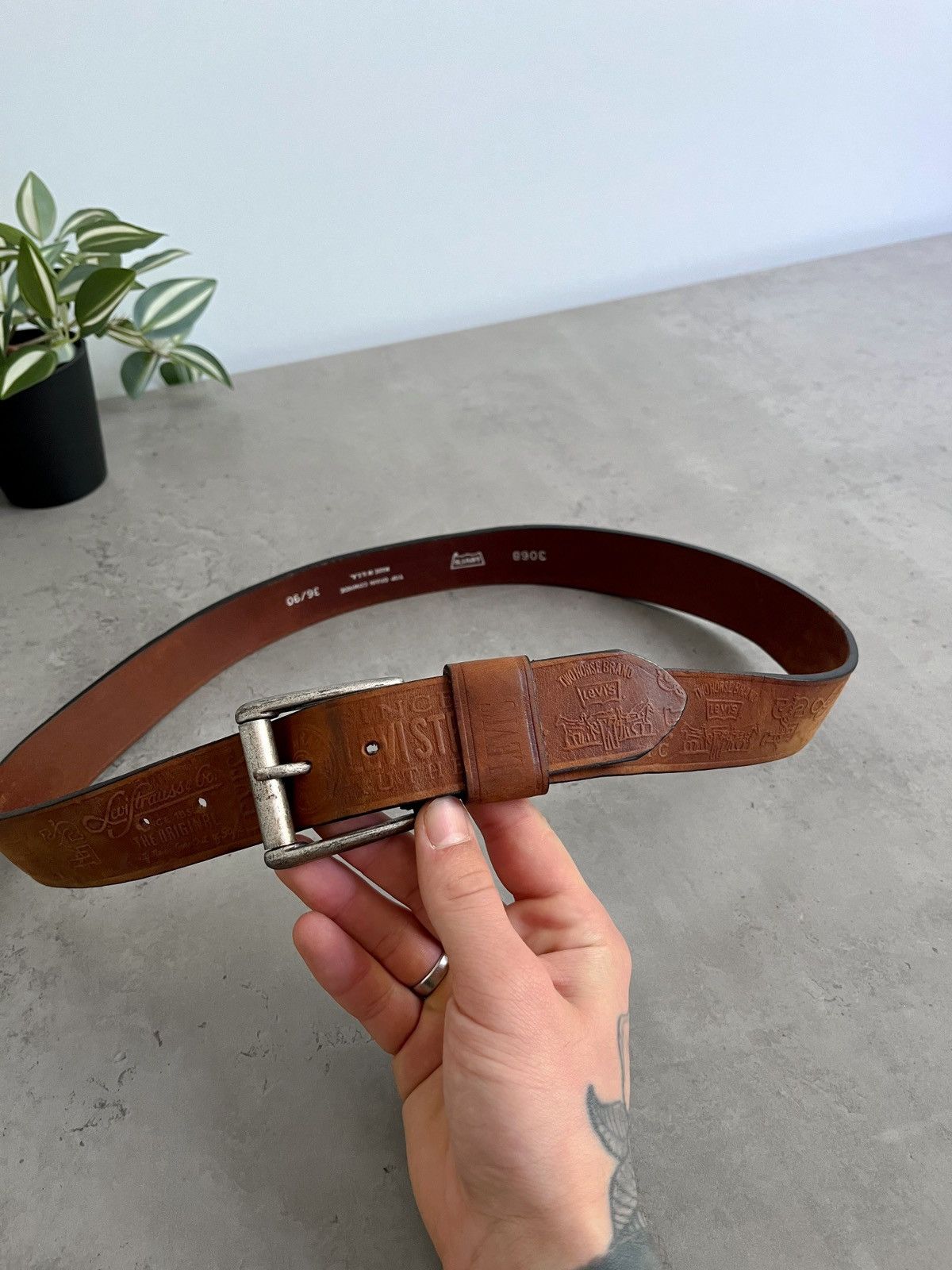 Levi's × Levi's Vintage Clothing Levi’s Leather Belt made in USA size 36/90 Size 36 - 1 Thumbnail