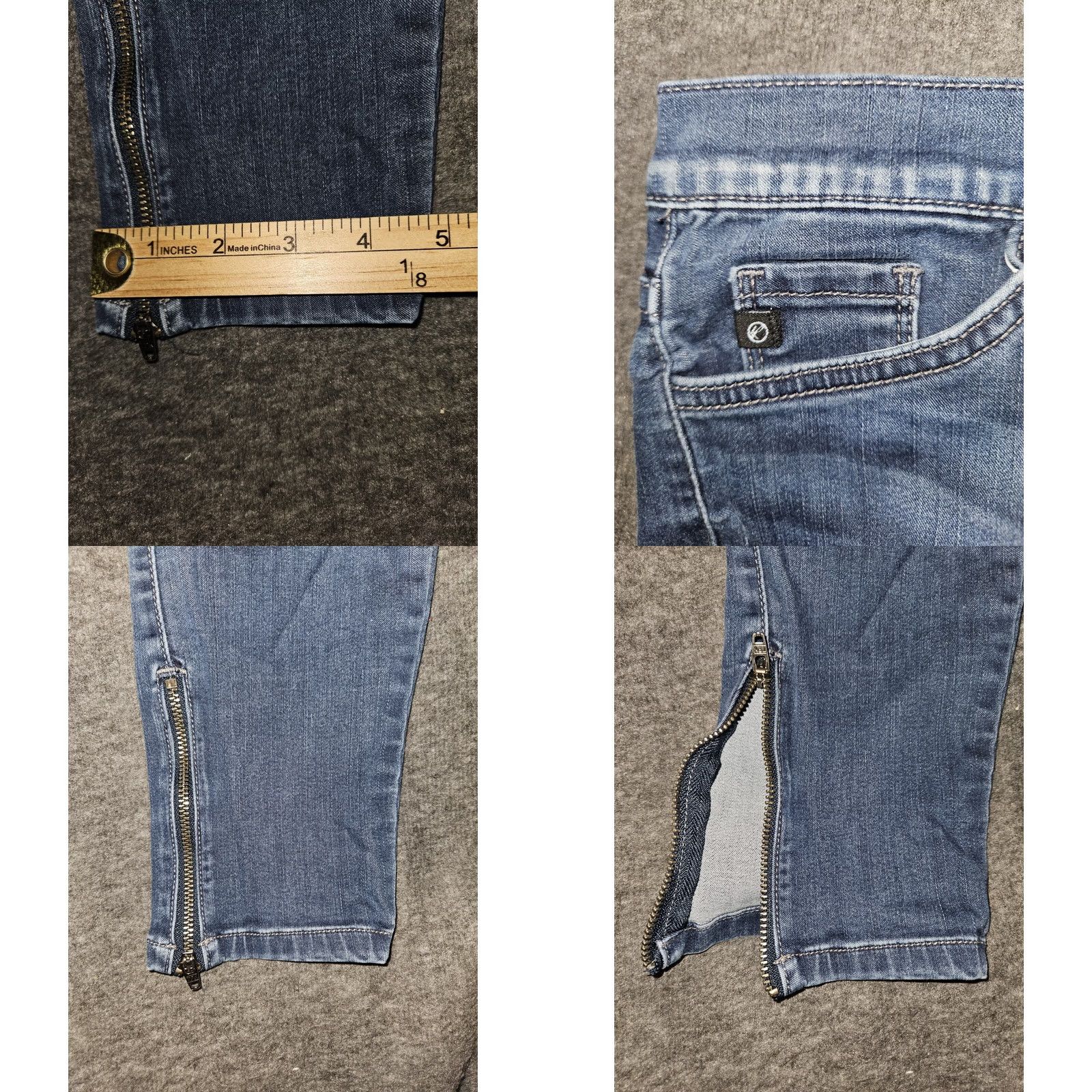 Vintage Kancan Jeans Juniors 27 Low Rise Cropped Ankle Zip Blue Denim Stretch City Preppy Logo Pockets 25 Inseam Wool? (Correction: remove) Size 27" / US 4 / IT 40 - 8 Thumbnail