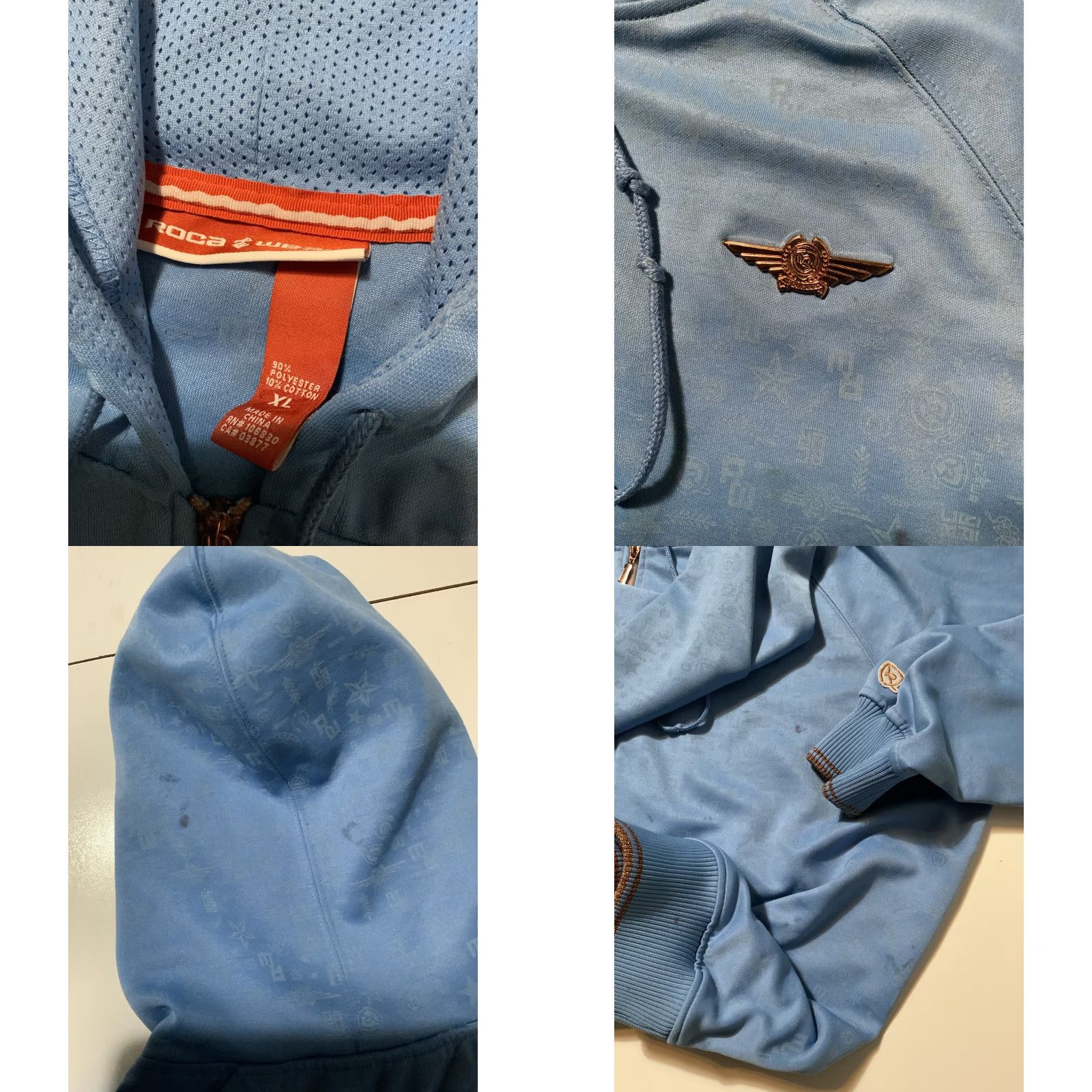 Rocawear VINTAGE Rocawear Denim Co Flight Wings AOP Zip Blue Hoodie XL Mens Size US XL / EU 56 / 4 - 8 Thumbnail