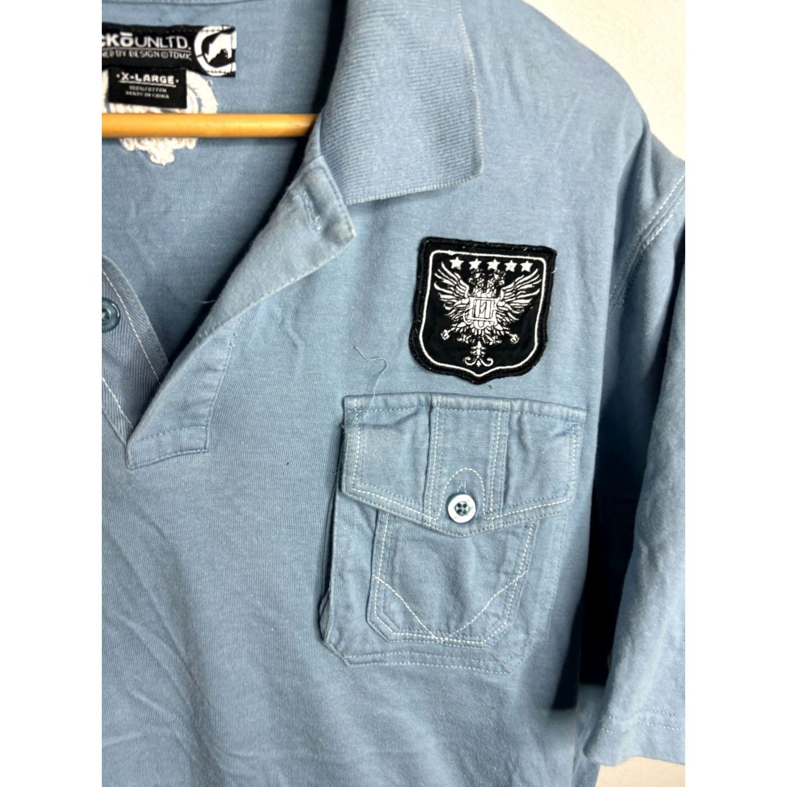 Ecko Unltd. VINTAGE Ecko Unltd Grunge Polo Shirt Short Sleeve Men XL Blue 2052 Size US XL / EU 56 / 4 - 2 Thumbnail