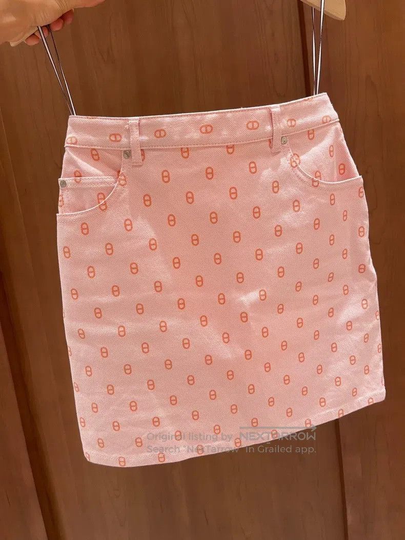 Hermes Hermes Pig nose pink half skirt/A-line skirt Size 42" / US 20 - 1 Thumbnail