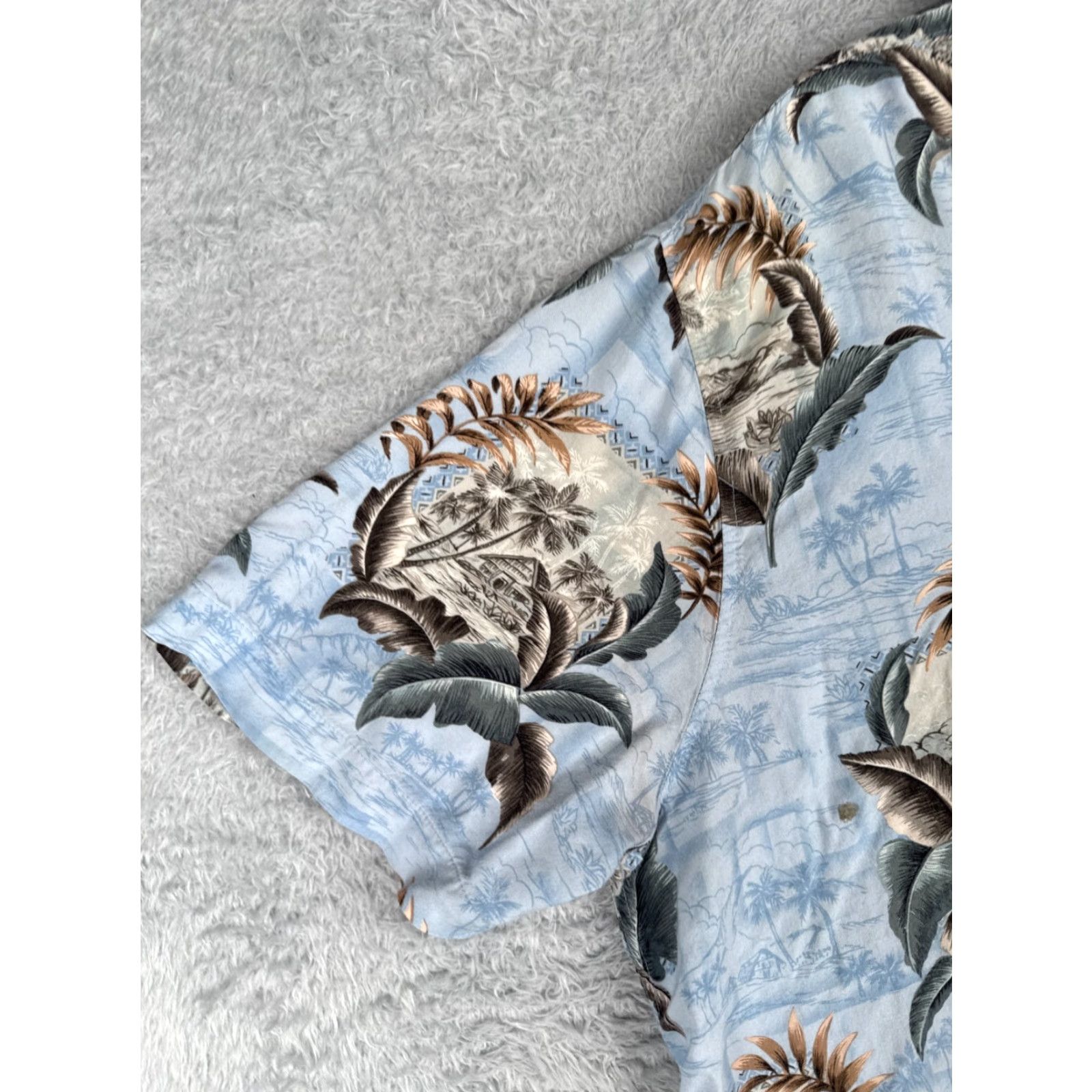 Vintage Batik Bay Shirt Adult 2XL XXL Blue Hut Palm Floral Leaf Hawaiian 100% Rayon Size US XXL / EU 58 / 5 - 5 Thumbnail