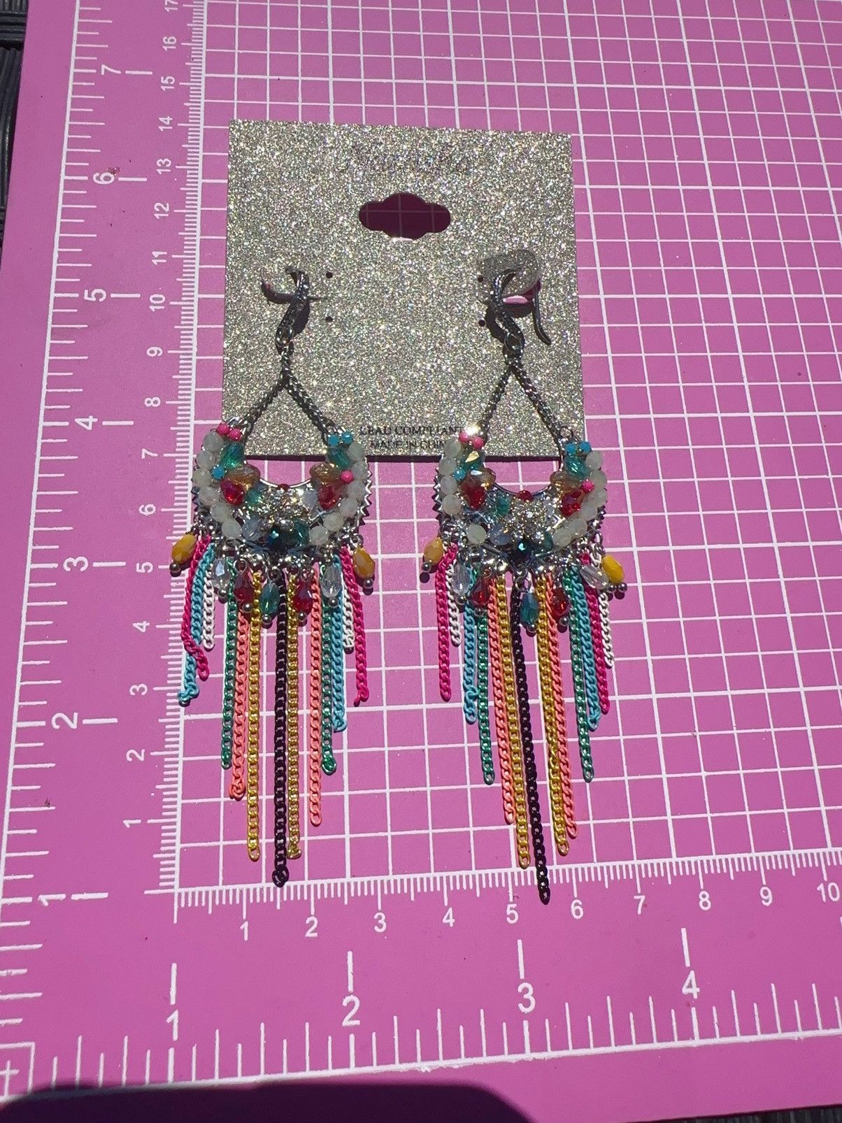 Designer Natasha silver tone circle beads flower colorful tassel Size ONE SIZE - 5 Thumbnail