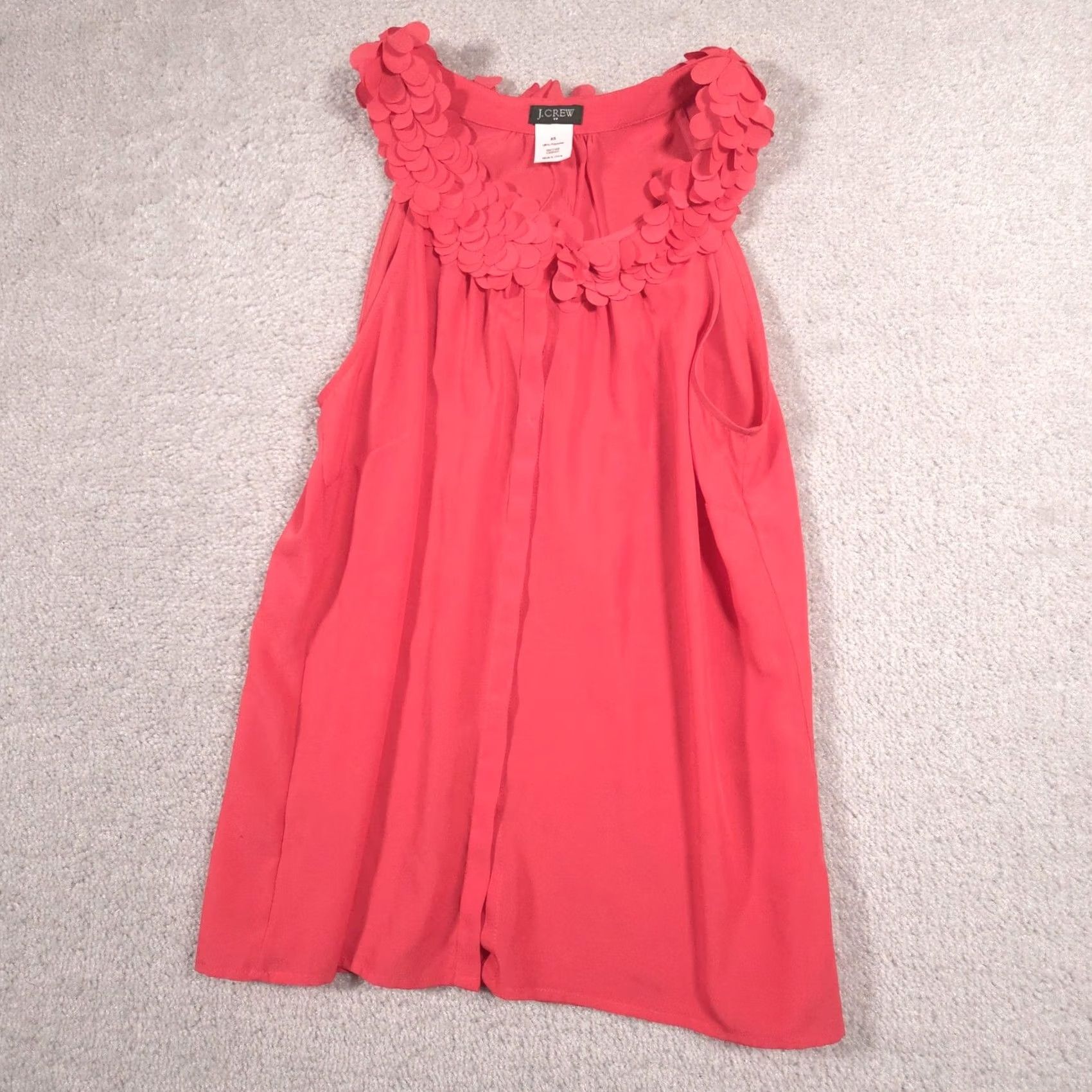J.Crew J.CREW Tank Top Womens XS Pink Ruffle Scoop Neck Sleeveless Tunic Blouse Size XS / US 0-2 / IT 36-38 - 2 Thumbnail