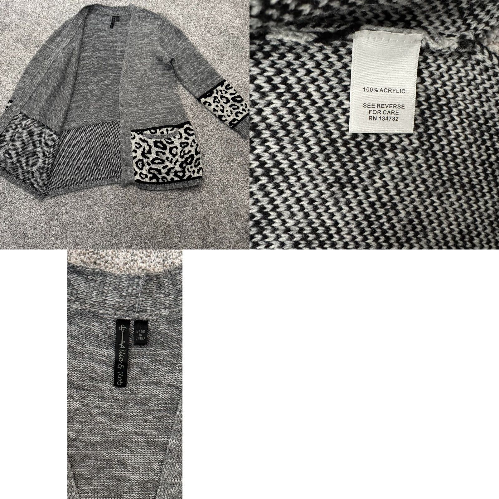 Vintage Allie & Rob Cardigan Sweater Womens Large Leopard Print Open Front Cozy Grandma Size L / US 10 / IT 46 - 8 Thumbnail