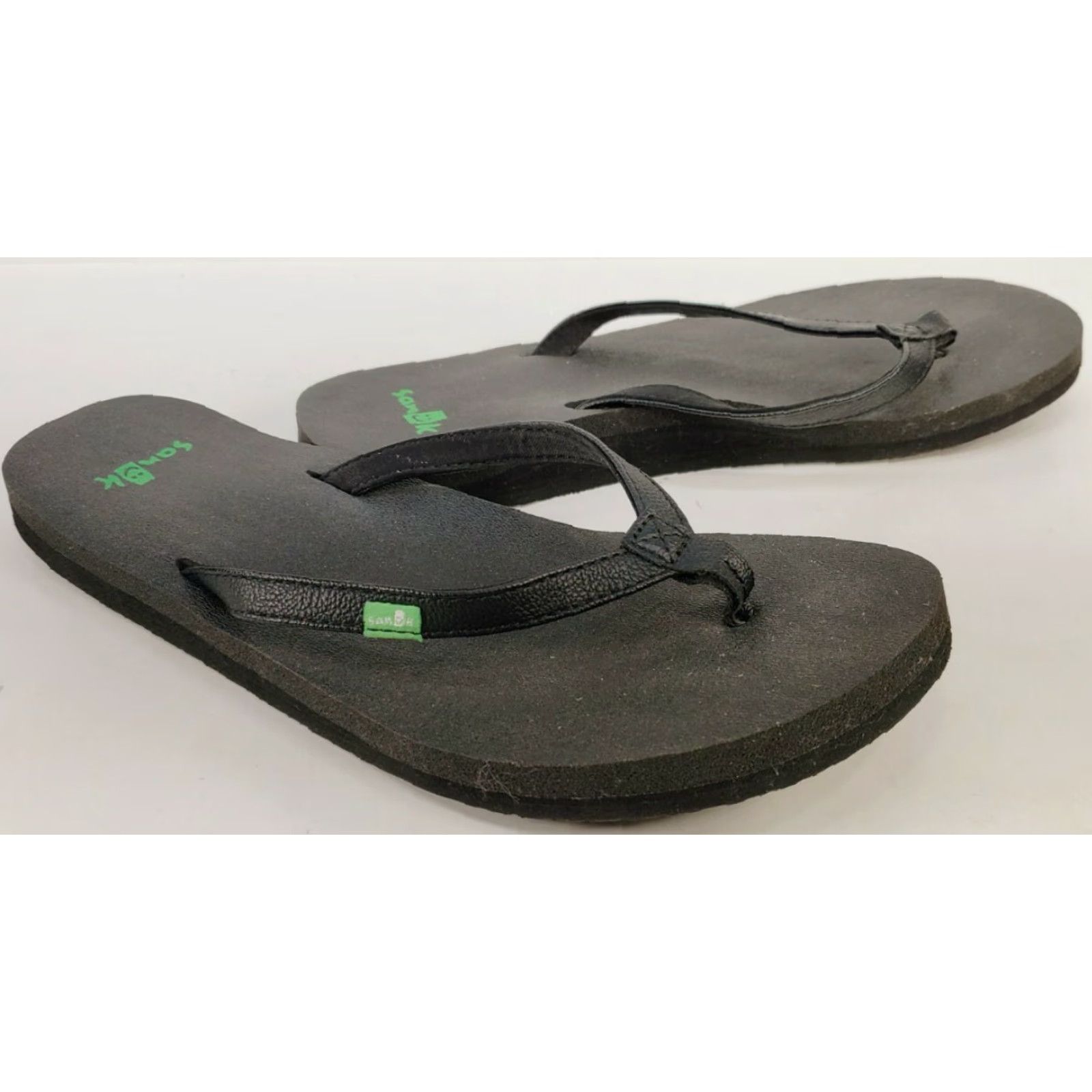 Sanuk Sanuk Yoga Joy Women’s 7 Flip Flop Sandals Toe Post Black SWS10275, Deep Teal, Cushioned, Flat, Slip On, Faux Leather Upper, M Width, Sandal, Like New Size US 7 / IT 37 - 4 Thumbnail