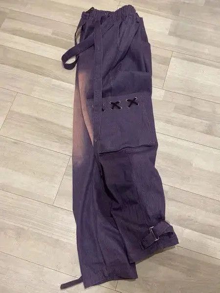 Jean Punk Cargo Jeans Men Hip Hop Denim Trousers Size US 35 - 4 Thumbnail