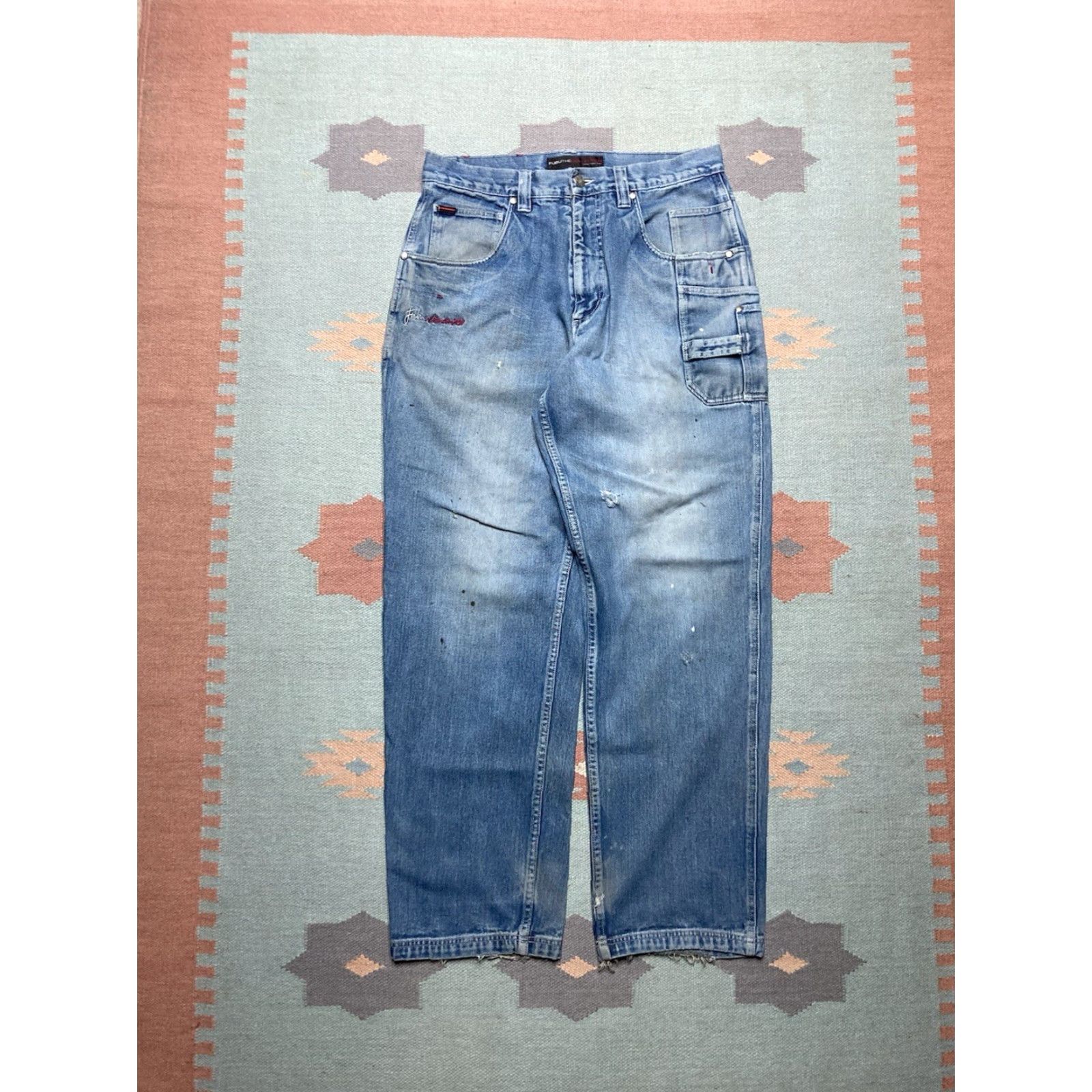 Fubu VINTAGE FUBU Jeans Men 34 Hip Hop Wide-Leg Blue 34x33 JNCO style Grunge Baggy Size US 34 / EU 50 - 5 Thumbnail