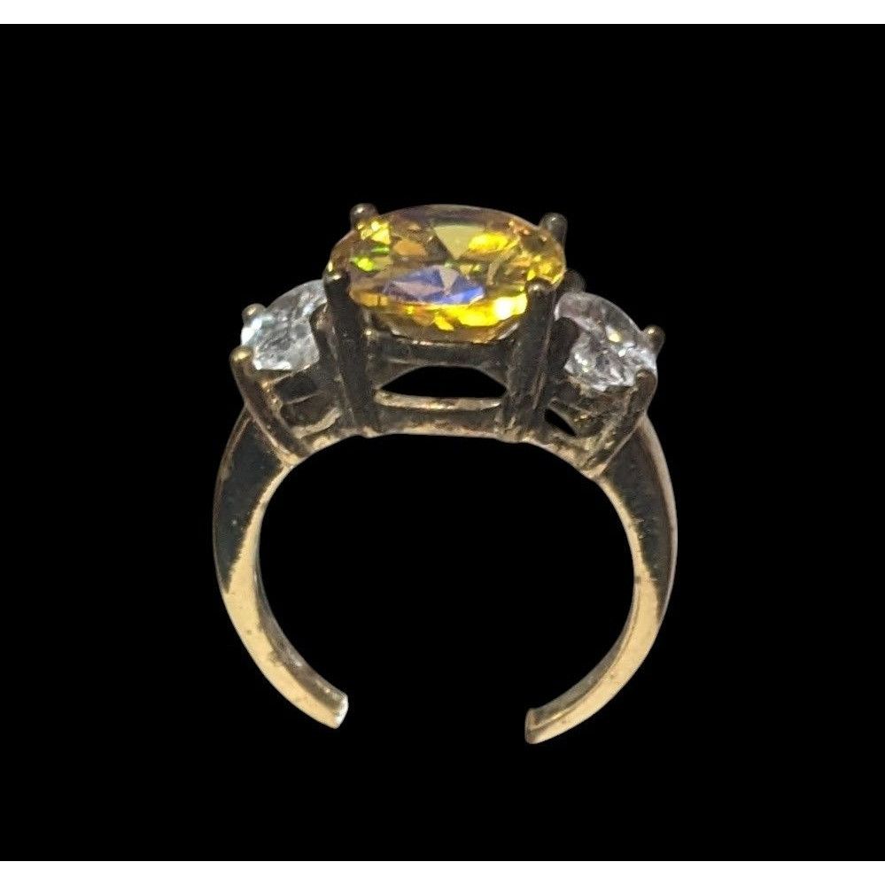 Other Brilliant Three Stone Sterling Silver Gold Tone Plated Engag Size ONE SIZE - 12 Thumbnail