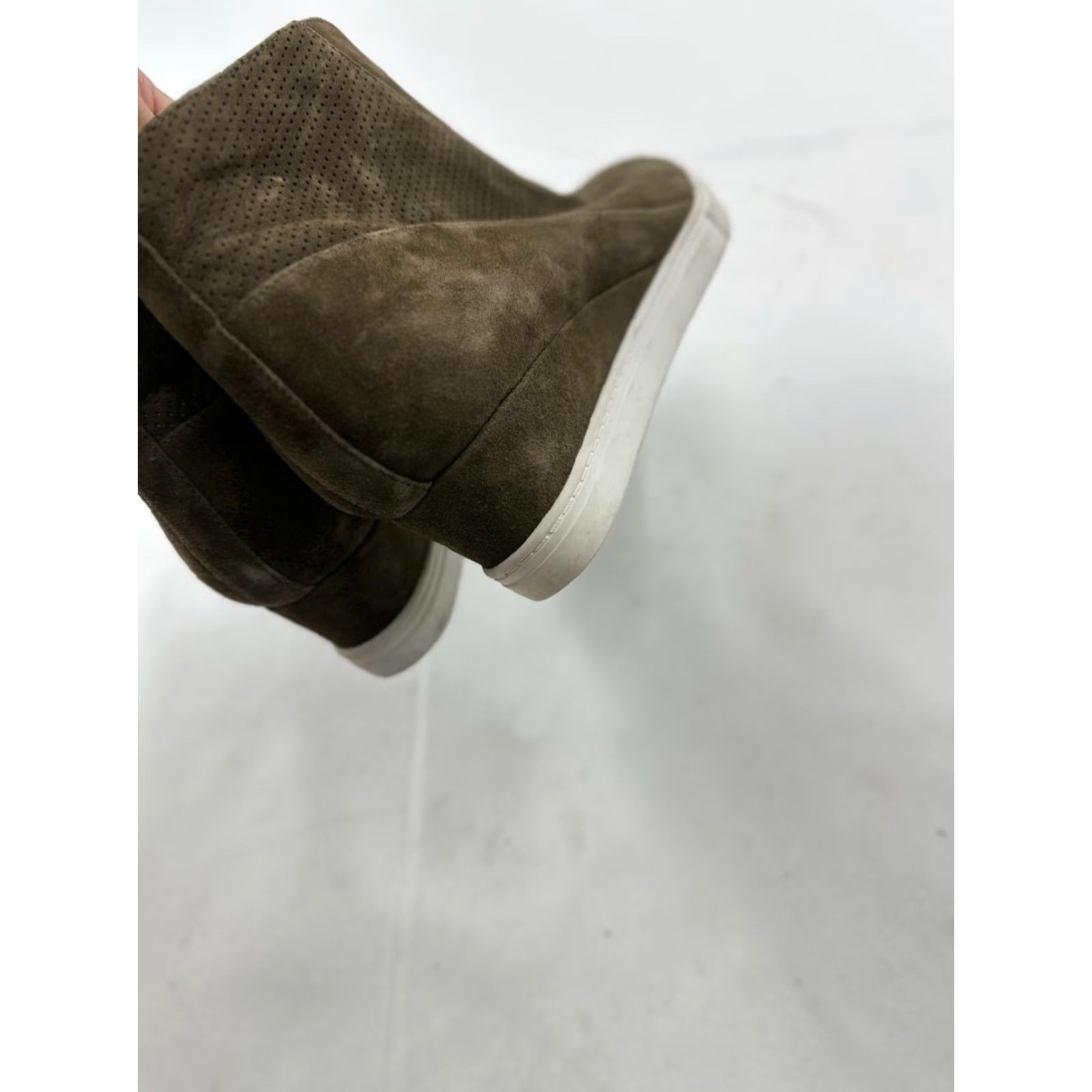 Vintage LINEA Paolo Felicia Wedge Sneakers Women's US 9M Green Suede Leather Ankle Zip Bootie Size US 9 / IT 39 - 8 Thumbnail