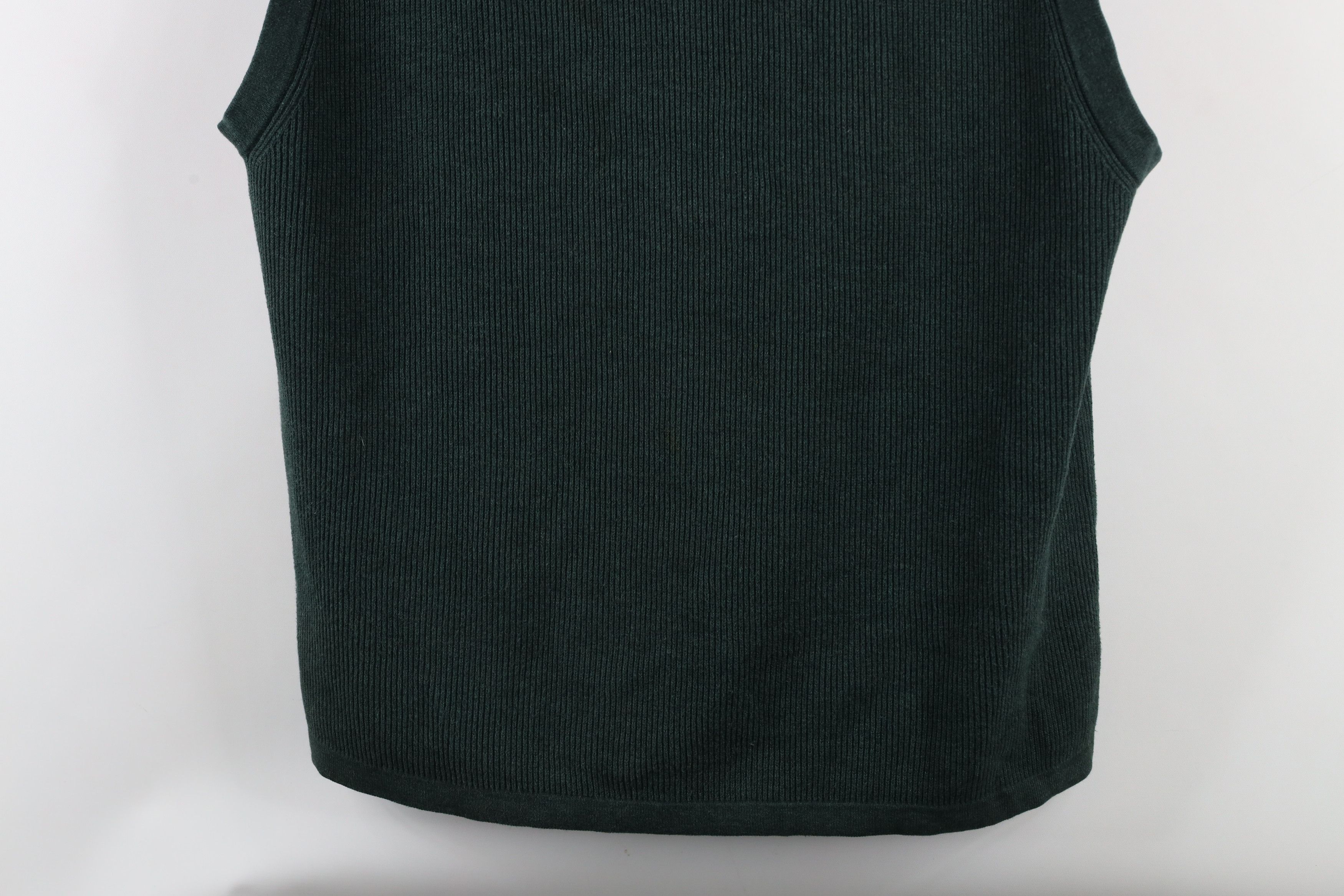 Eddie Bauer × Vintage Vintage 90s Eddie Bauer Ribbed Sweater Vest Green Cotton Size US L / EU 52-54 / 3 - 3 Thumbnail
