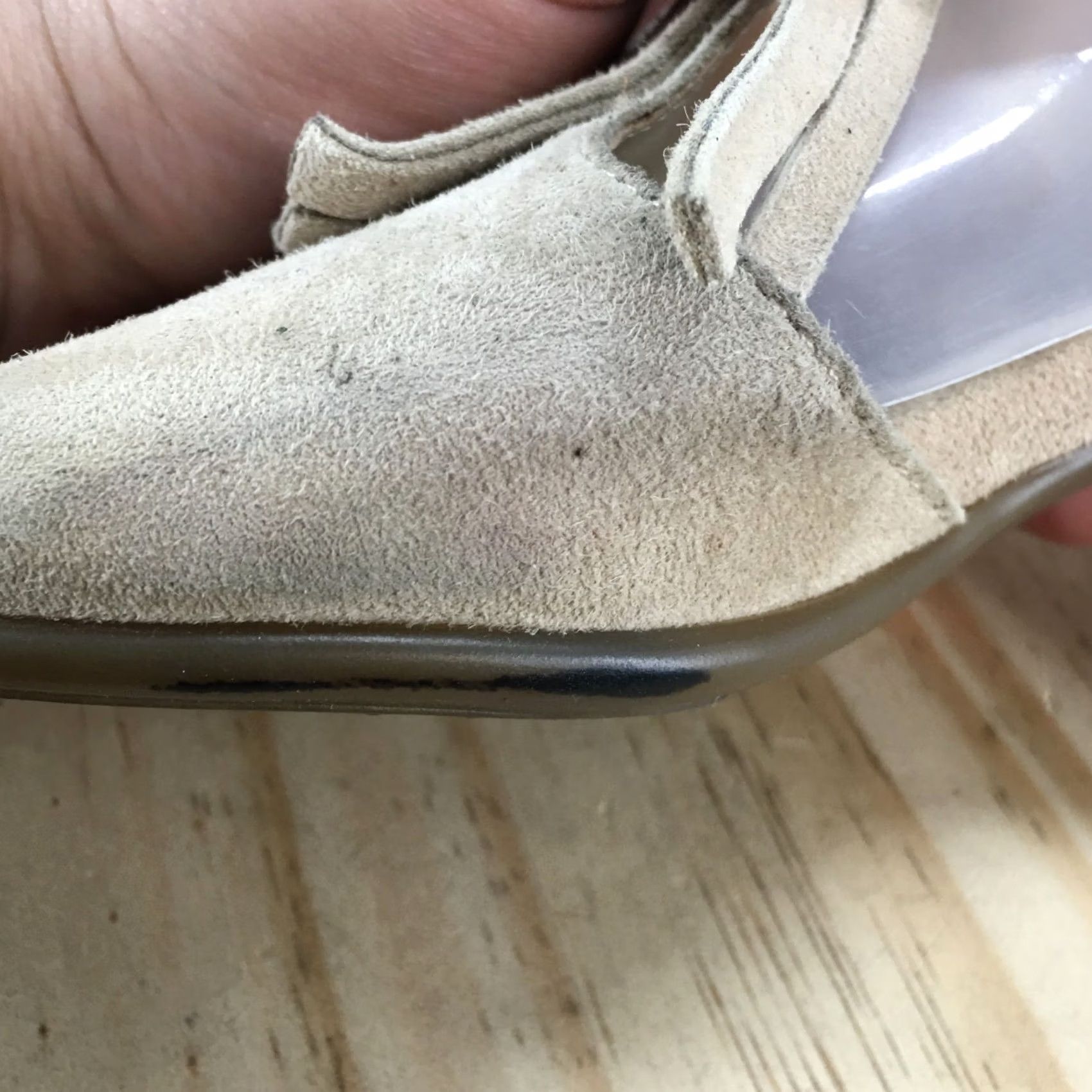 Vintage Aerosoles Sandal Women 6M Beige Wingback Fringe Peep Toe Ankle Strap Suede Size US 6 / IT 36 - 7 Thumbnail