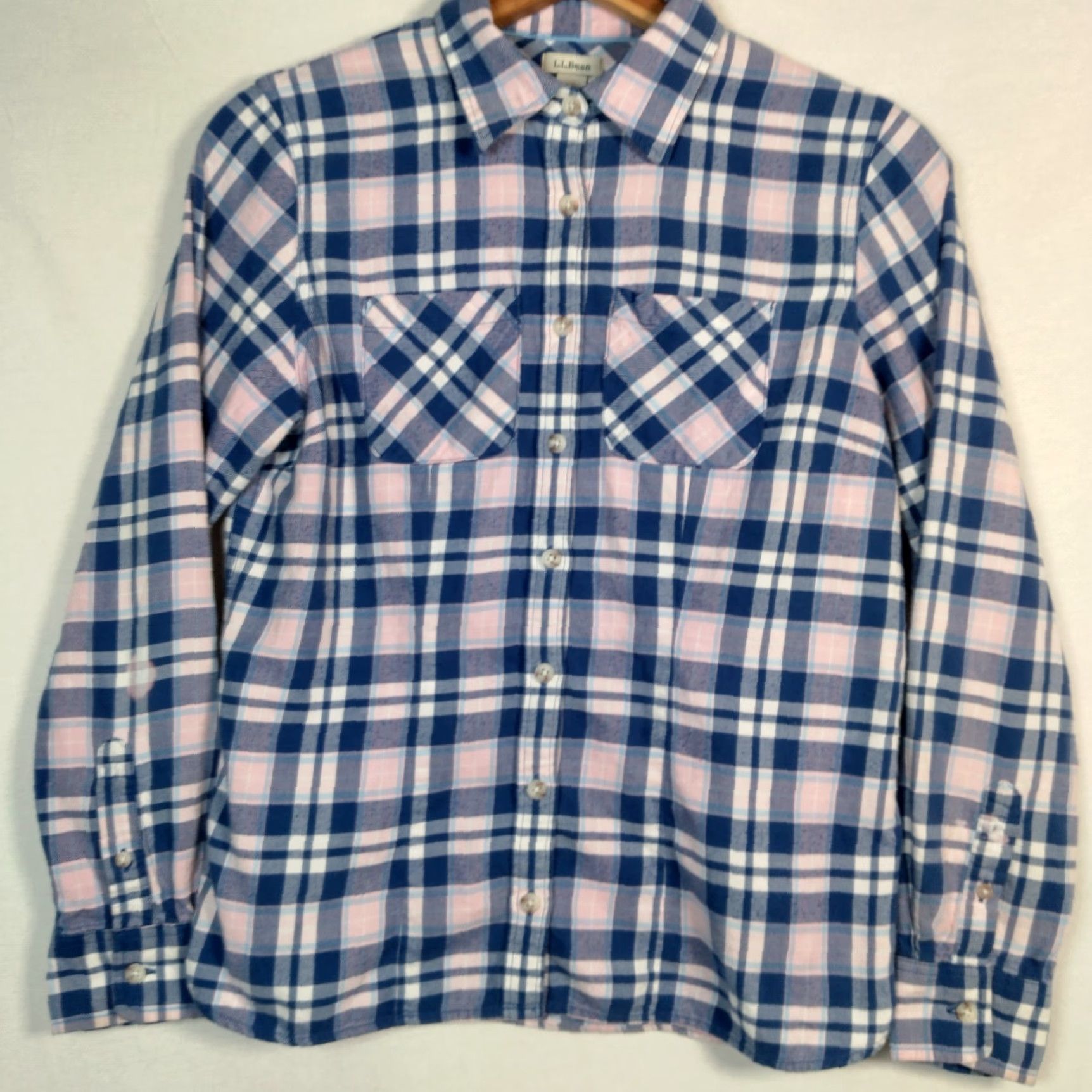 Vintage VINTAGE L.L. Bean Flannel Shirt Women PXXS Petite Pink Blue Plaid Workwear read Size XXS / US 00 / IT 34 - 2 Thumbnail