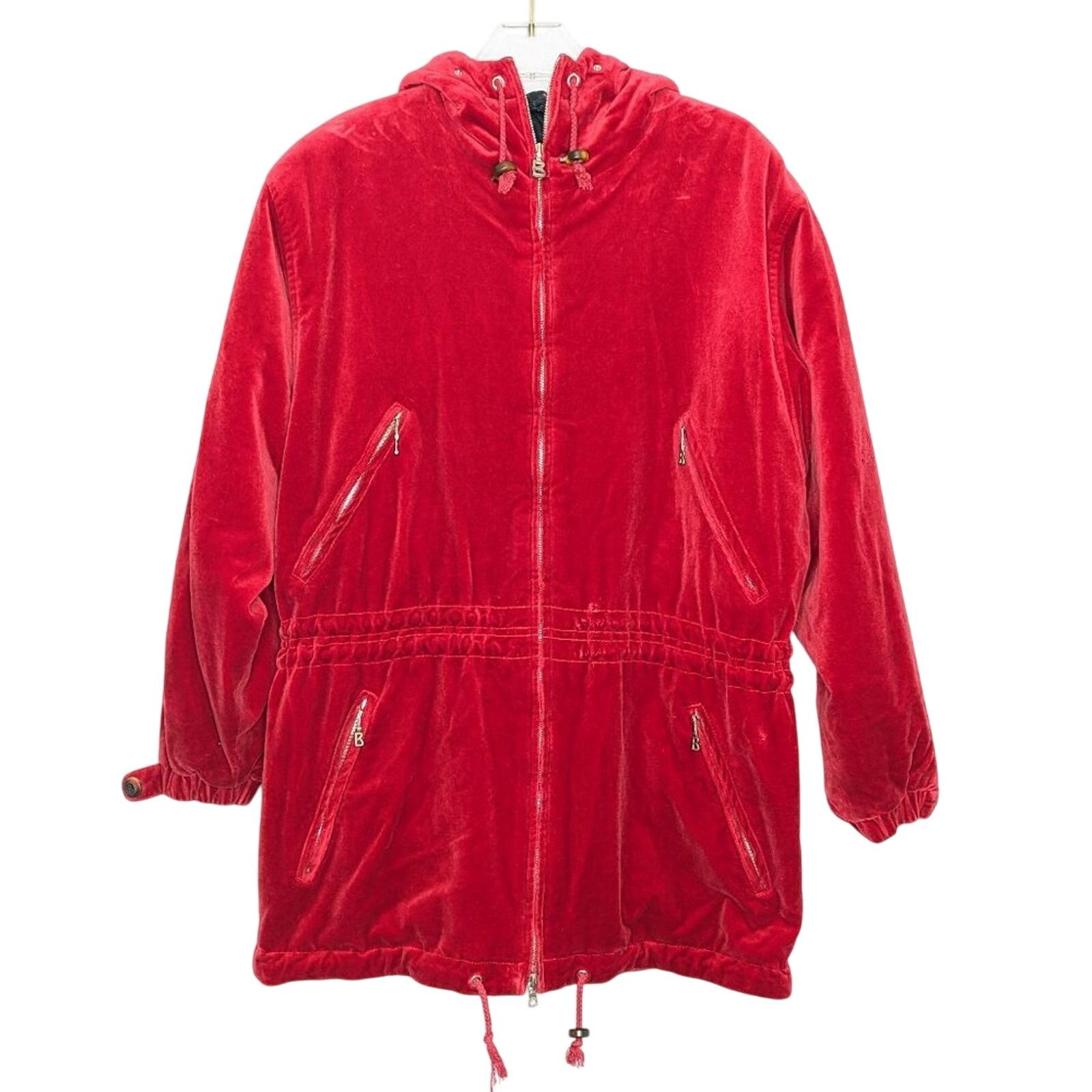 Bogner Bogner Red Velvet Long Sleeve Hooded Zip Up Jacket Pockets Size M / US 6-8 / IT 42-44 - 1 Thumbnail