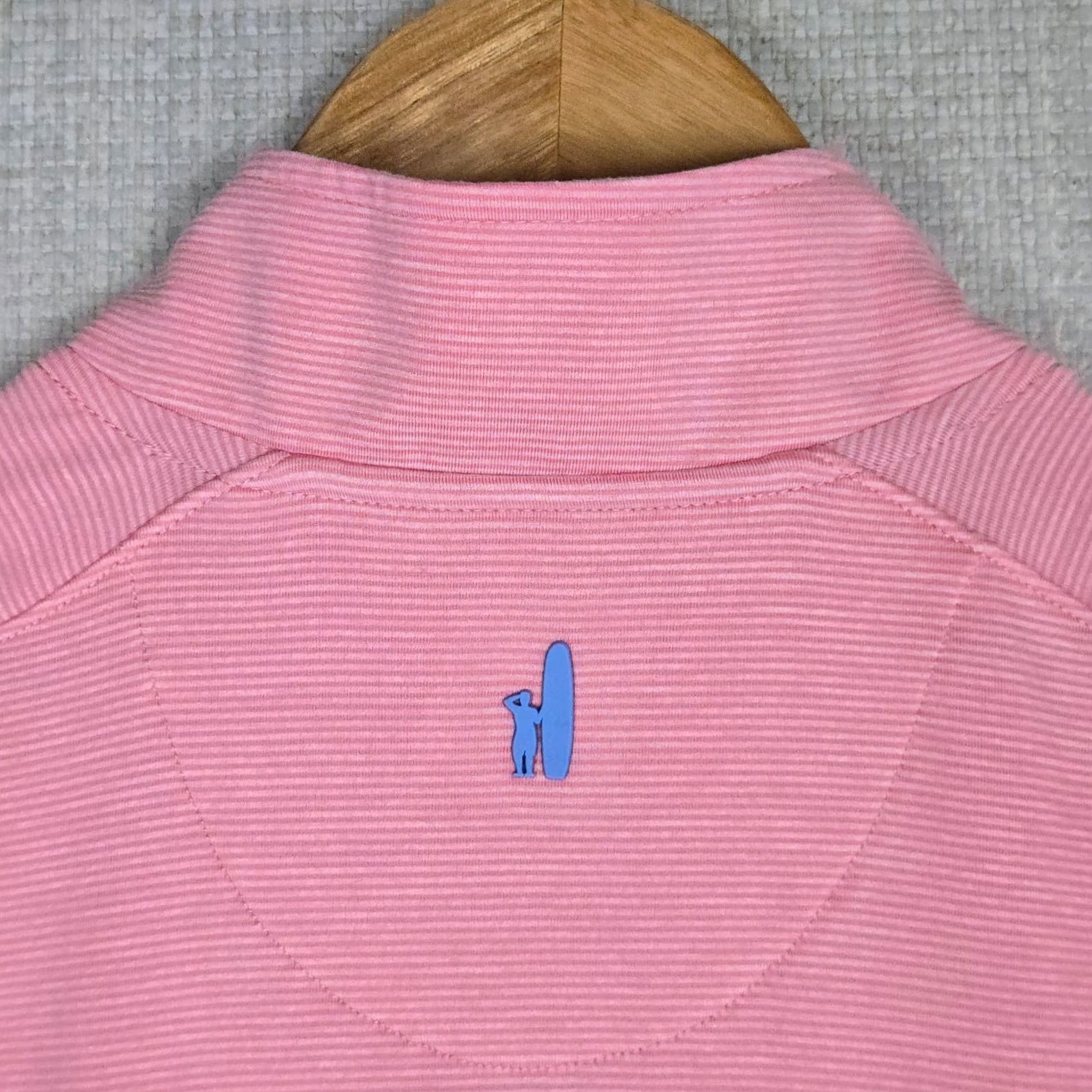 johnnie-O Johnnie-O Mens 1/4 Zip Pullover Golf Pink Stripes Regular Medium Shirt Size US M / EU 48-50 / 2 - 7 Thumbnail